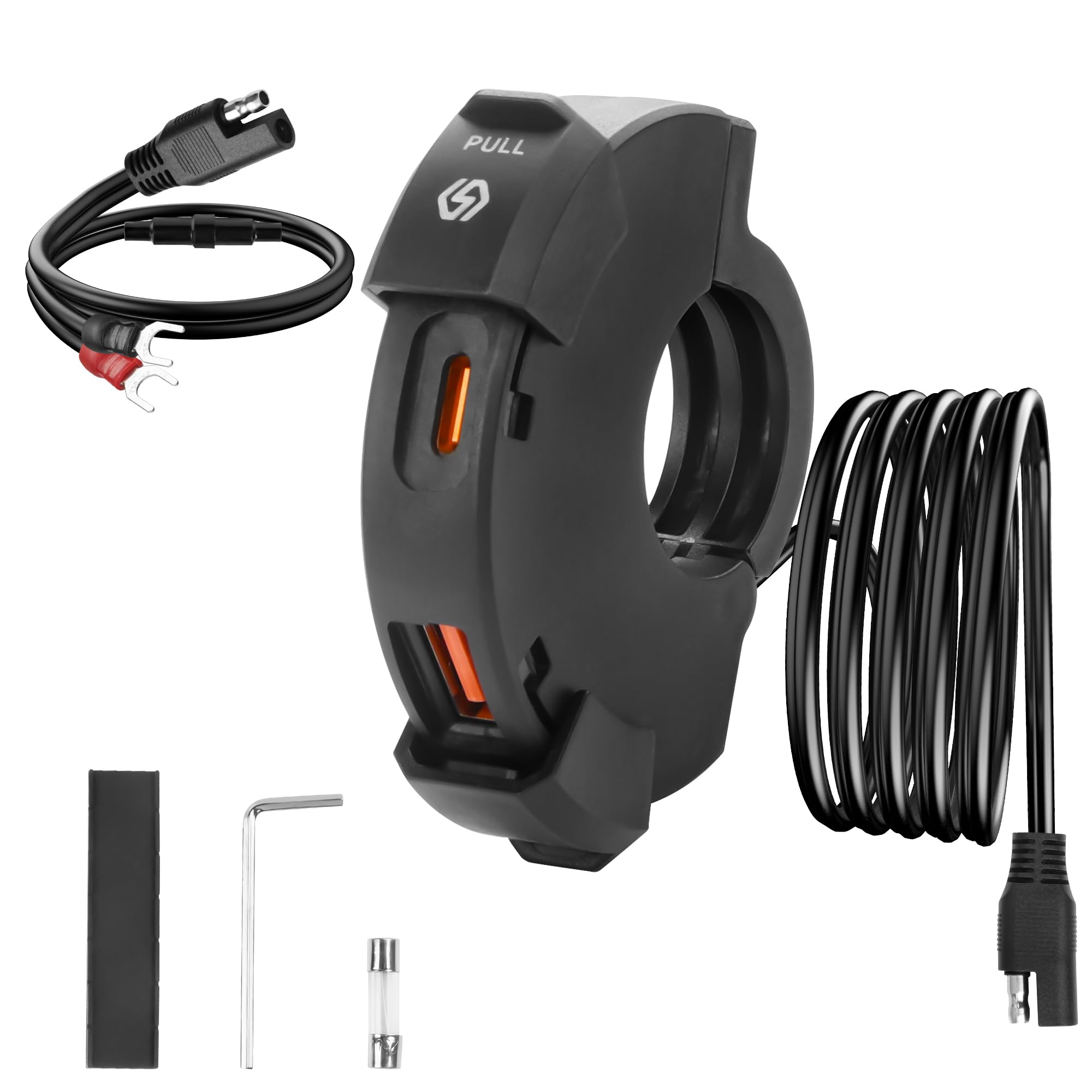 MEIRIYFA Motorcycle USB Fast Charger, USB A QC3.0 Type-C 30W PD Fast Car Charger Watherproof Motorcycle Accessories Handlebar Socket for Digital Camera, PDA, MP3 Player, Mobile Phone,GPS