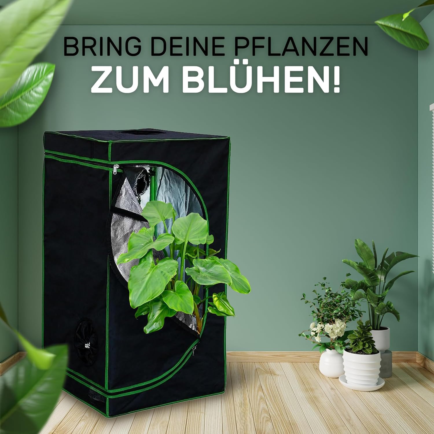 Melko - Growbox 120 x 90 x 145 cm zestaw z miernikiem 3 w 1 – lekki i wodoszczelny namiot do uprawy roślin z odblaskową folią wewnętrzną – namiot hodowlany do uprawy roślin hydroponicznych