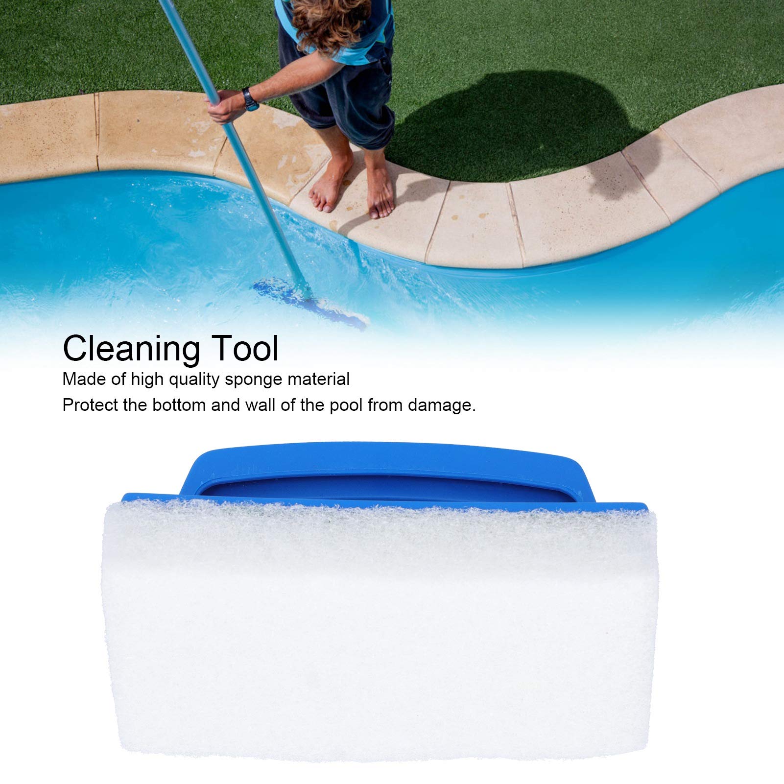 Gavigain Pool Brush, Handheld Sponge Brush,Swimming Pool Wall & Tile Brush,Swimming Pool Brushes for Cleaning Pool Walls, Tiles, Floors & Steps, Swimming Pool Cleaning Equipment