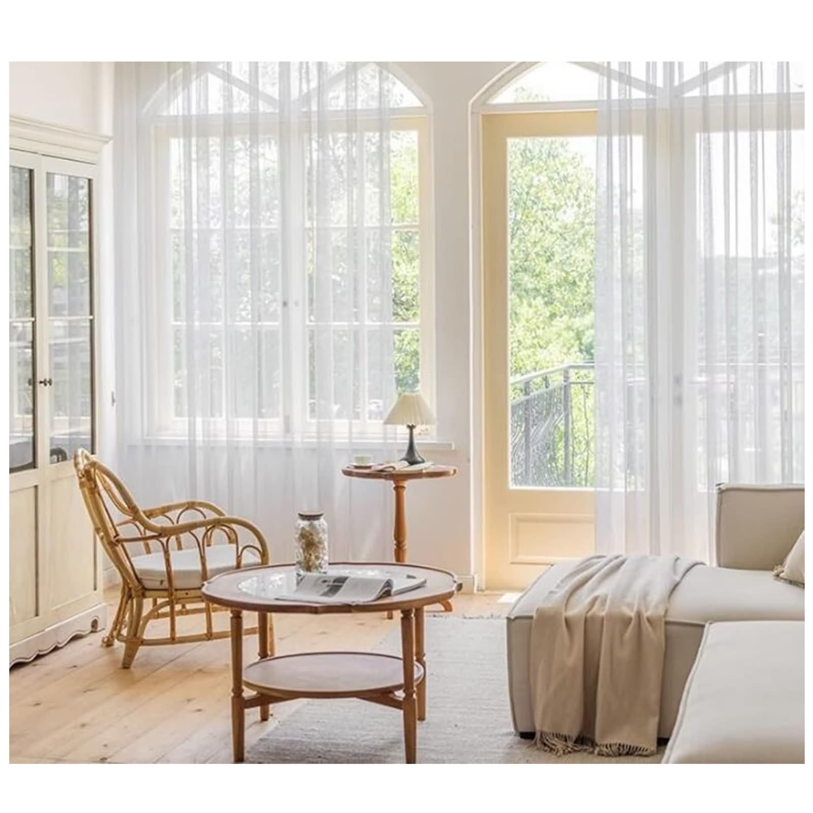 Rideaux Voile Transparent 132x138, Rideau Voilage Chambre Lot de 2 Texture Géométrique Uni Couleur, avec Crochet, Polyester