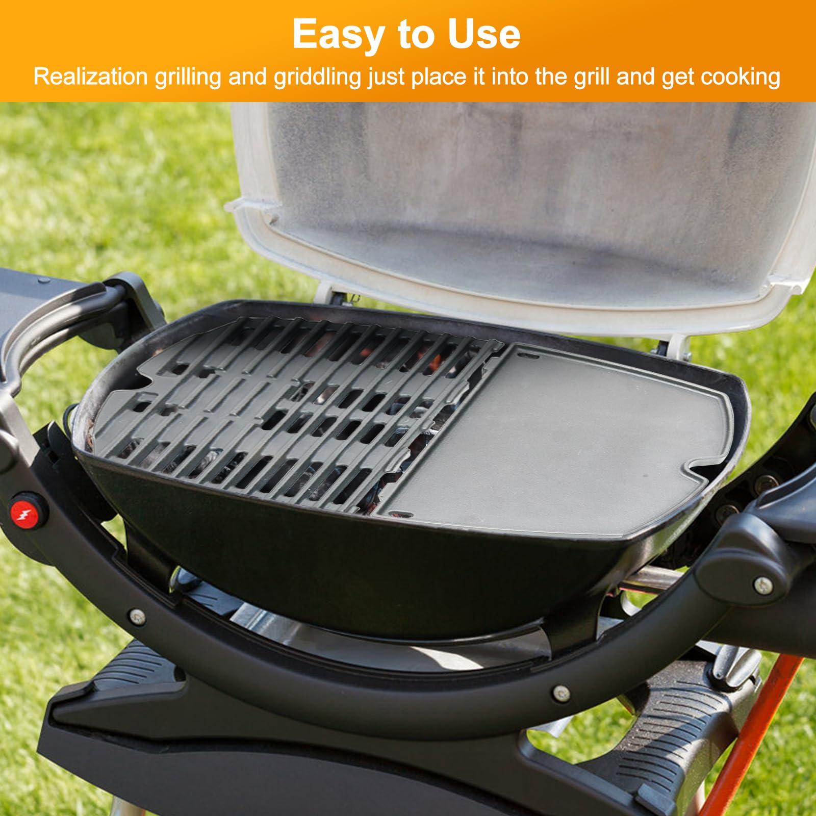 Ricambi per griglia in ghisa per Weber serie Q100, Q120, Q140, Q1000, Q1200, Q1400, piastra crostiera in ghisa da 32,3x21,6 cm, accessori per griglia, confezione da 2 (6558 + 7644 piastra )