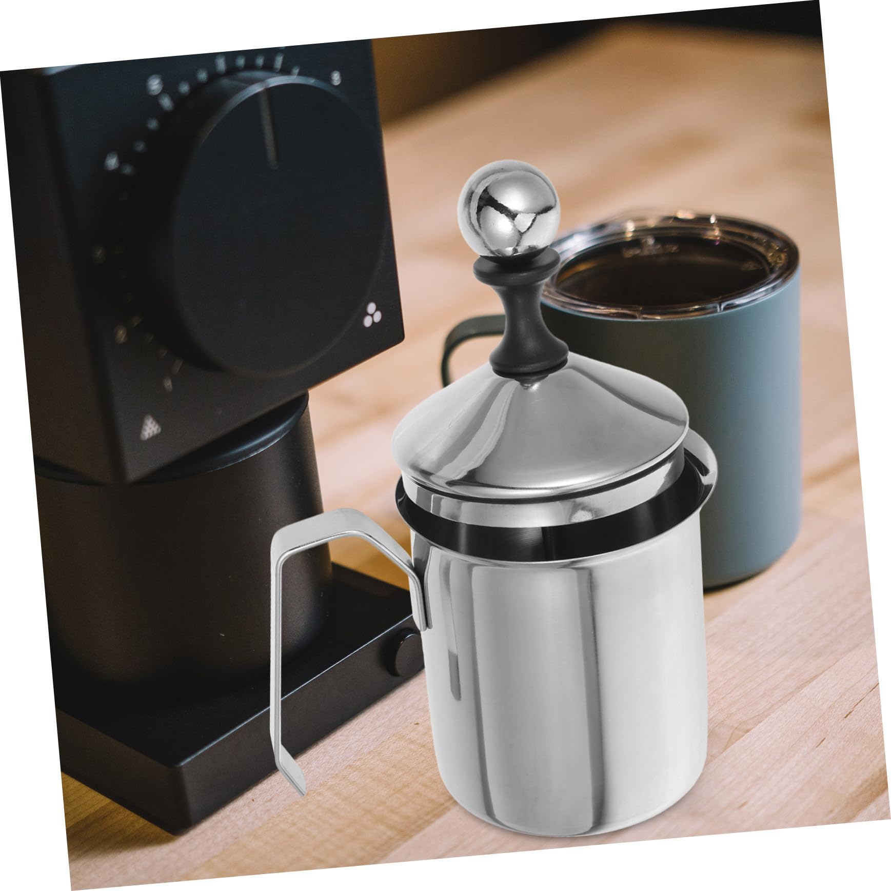 Montalatte Manuale in Acciaio Inossidabile per Cappuccino e Caffè Latte Schiumatore Portatile per Latte Resistente e Facile da Pulire Uso Domestico e Professionale 400ml