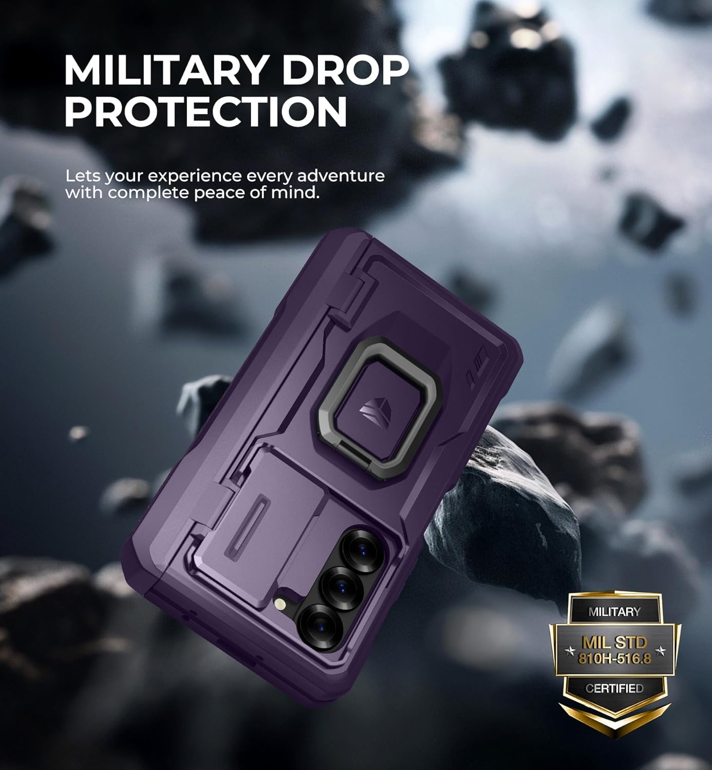 Dexnor for Samsung Galaxy Z Fold 6 Case with Ring Stand & S Pen Holder & Slide Camera Cover & Hinge Protection & Screen Protector,Heavy Duty Bumper Rugged Case Cover for Z Fold 6(2024),Purple
