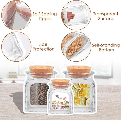 Miniatura 3 de 100 bolsas para botellas de tarro de masón, 2 tamaños, bolsas decorativas reutilizables para aperitivos, bolsas de almacenamiento de plástico