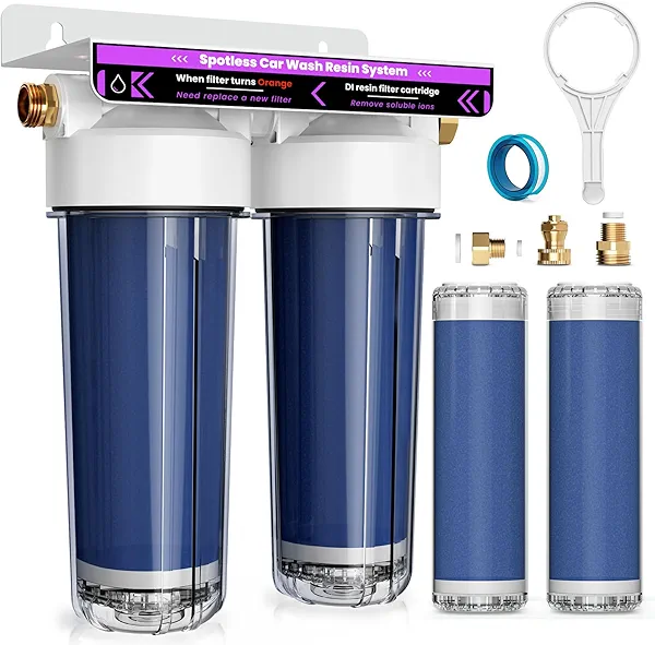 Deionized Spot Free Car Rinse Unit, Spotless Car Wash Water System,Deionized Water System for Car Wash, Suitable for Cars, RVs, Motorcycles, Yachts, and Windows, No Towel Drying, Color Changing Resin