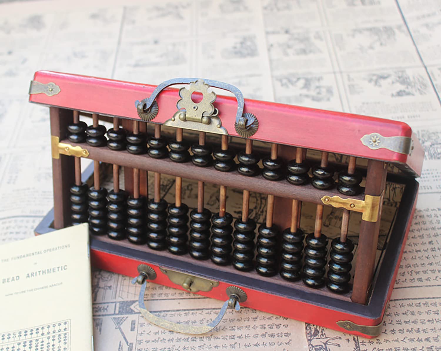 Ábaco Educativo De Madera Retro – 13 Columnas X 7 Cuentas, Ligero Y Portátil Para Aprendizaje Matemático