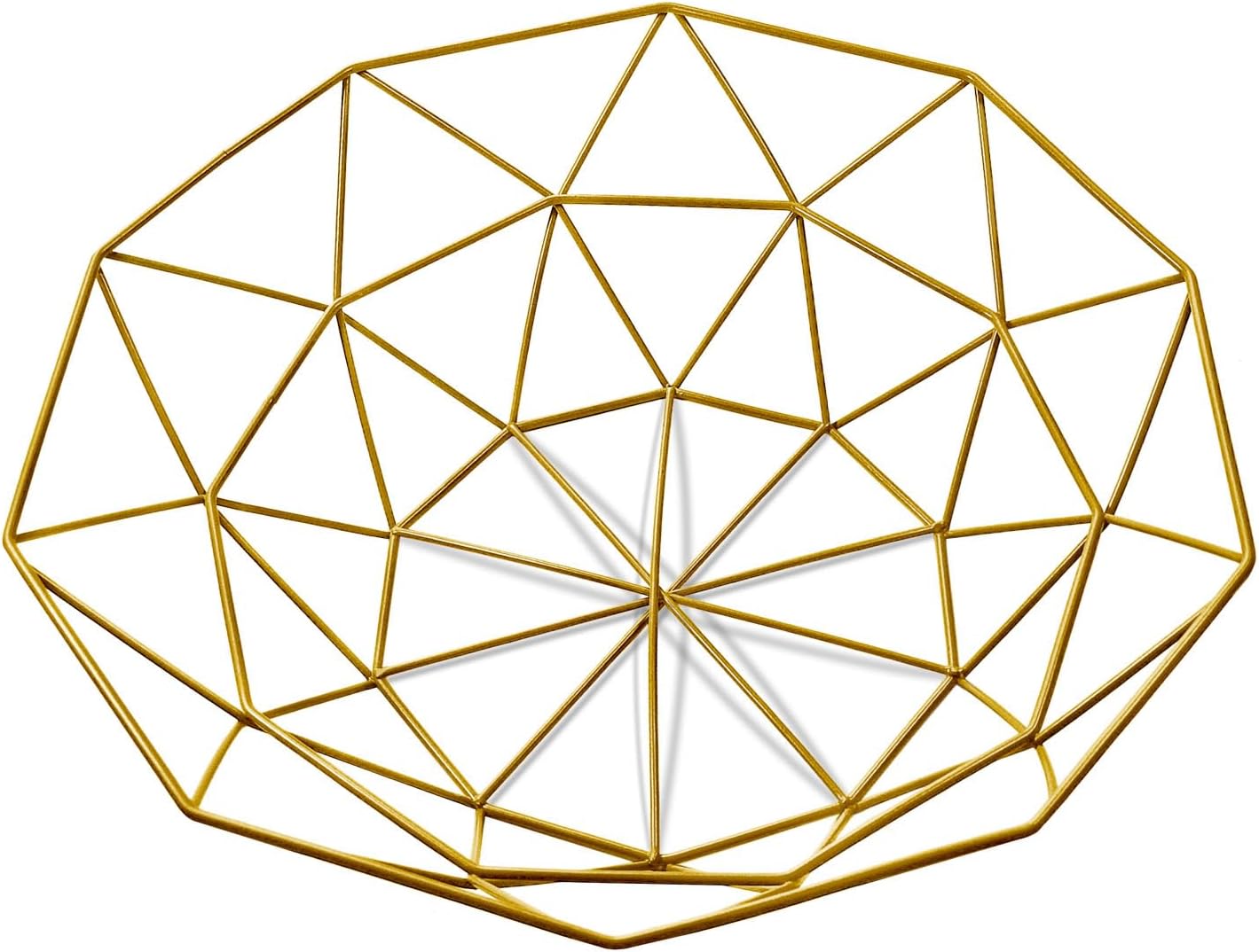 IBWell Geometric Metal Wire Fruit Bowl, Iron Arts Fruit Storage Baskets (Gold, Normal)