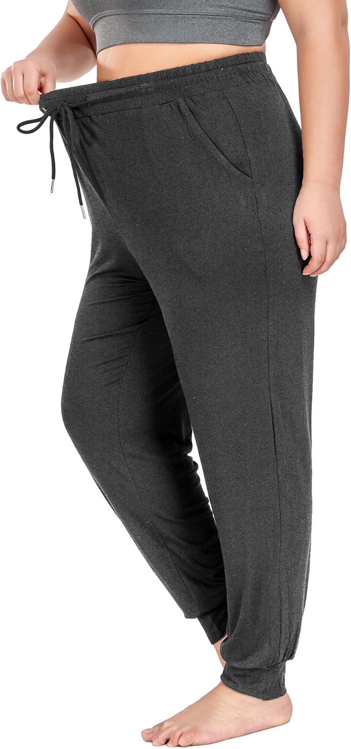 COOTRY Women's Plus Size Lounge Yoga Pants Loose Comfy Casual Joggers Drawstring with Pockets - Image 2