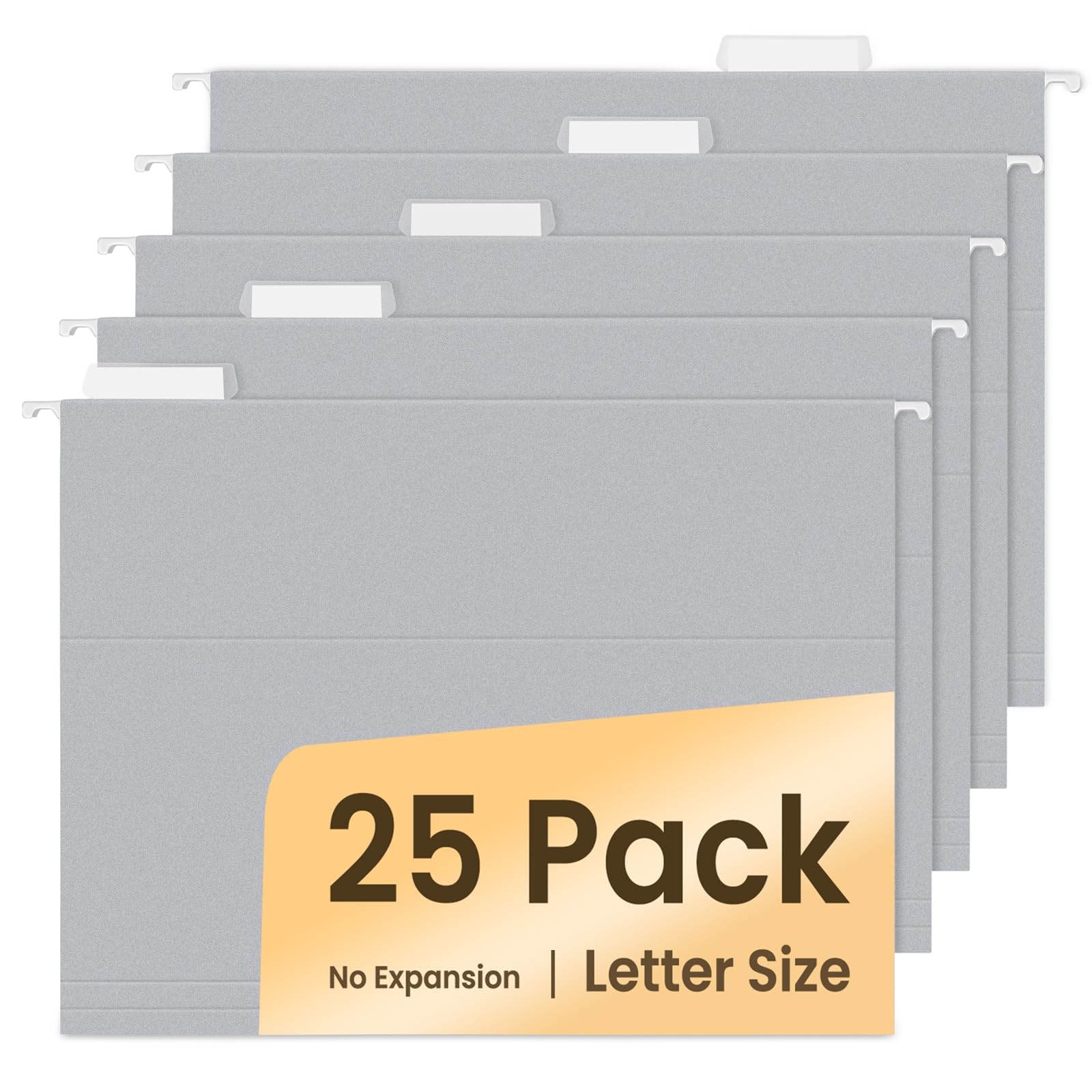 SUNEE 25 Pack Hanging File Folders, Gray Folders, Hanging File Folders Letter Size with 1/5-cut Tabs, Stay Organized for Your Home and Office Bulk File and Documents