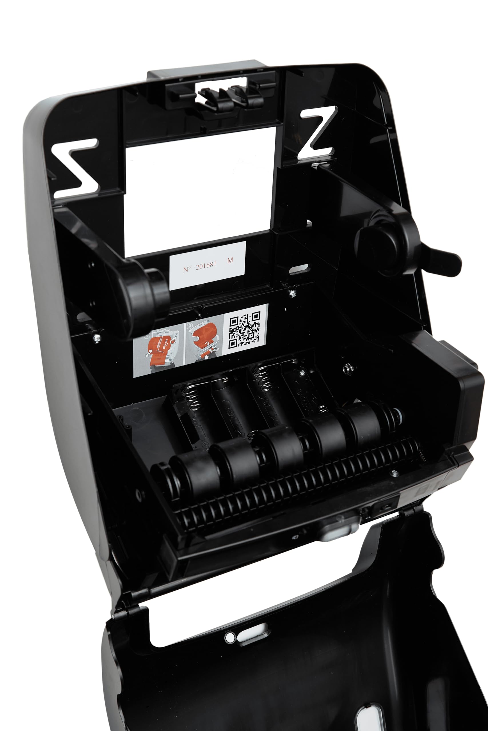 Jofel - AG65600, Dispensador de Papel Automático, Dispensador de Papel Bobina en Continuo, Fabricado en ABS Negro, Papel 220 mm Ancho, 200 mm Mandril ø 35/45mm