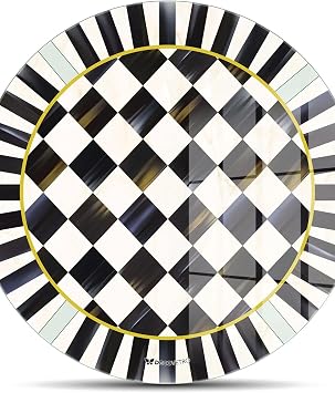 Decovetro Cam Kesme Tahtası ve Sunumluk MacKenzie Siyah Beyaz Damalı 30x30 cm
