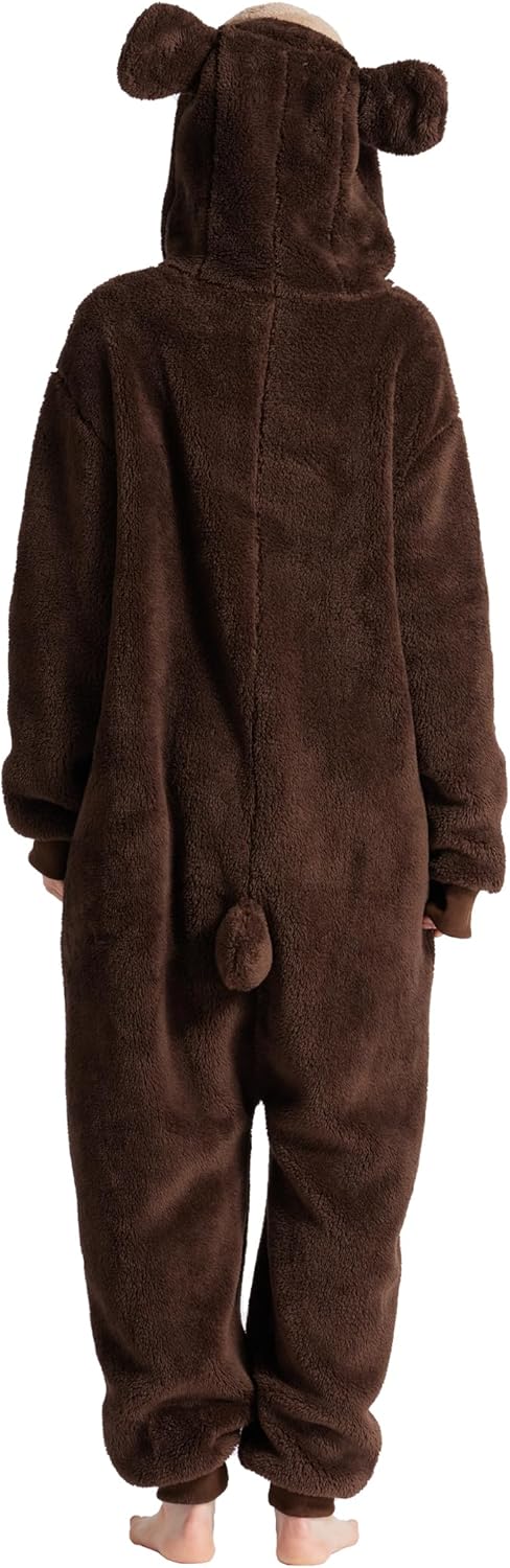 dressfan Unisex Fuzzy Cute Bear Onesie Pajamas Bear Halloween Costume Christmas Pajamas Gifts for Women & Men - Image 2