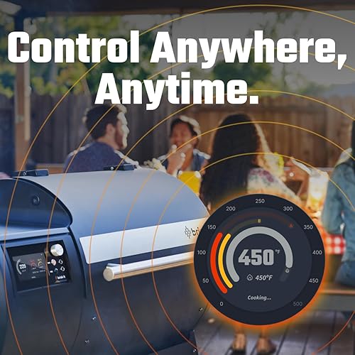 Miniatura 7 de Brisk It Origin-940 - Parrilla eléctrica para ahumar pellets de madera, parrilla inteligente con WiFi, parrilla y ahumador 7 en 1, controlador PID