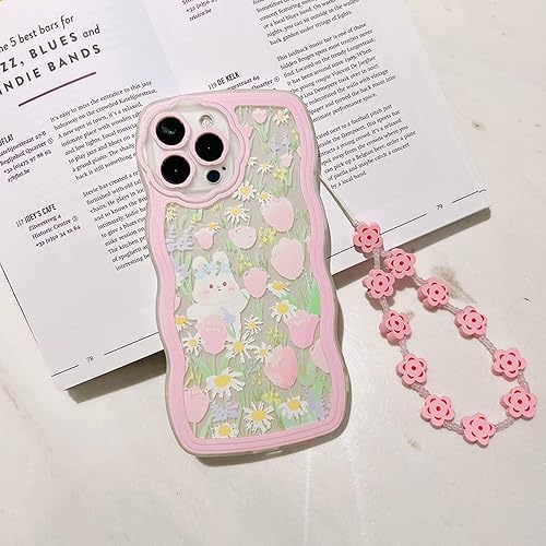 Miniatura 9 de NITITOP Compatible con iPhone 12 Pro, funda transparente con bonito diseño floral floral con cadena ondulada para niñas y mujeres, patrón de TPU