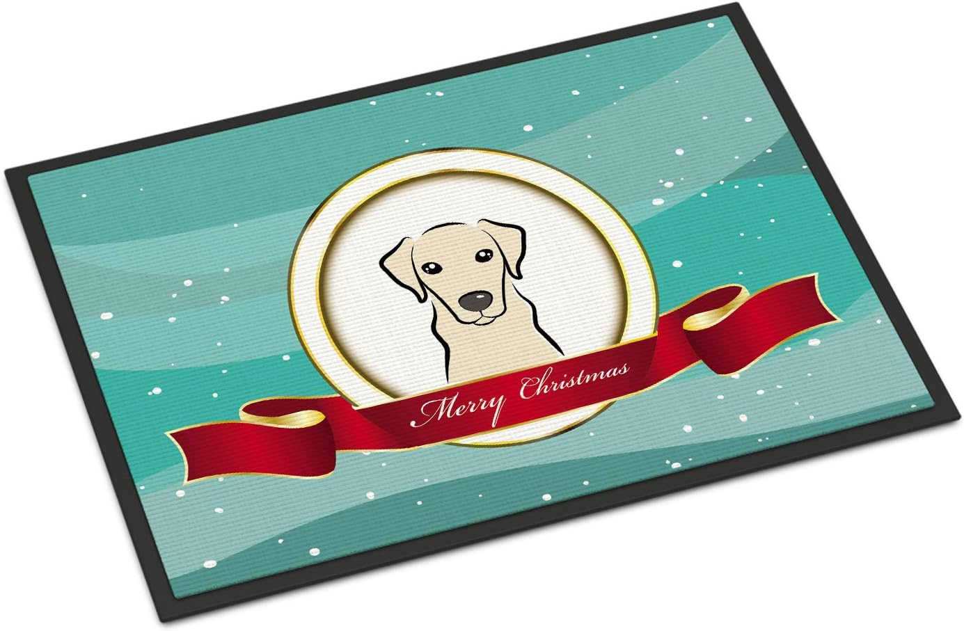 Caroline's Treasures BB1532MAT Yellow Labrador Merry Christmas Doormat 18x27 Front Door Mat Indoor Outdoor Rugs for Entryway, Non Slip Washable Low Pile, 18H X 27W