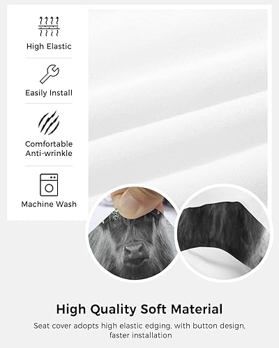 Miniatura 5 de Fundas para silla de computadora de oficina, vaca de las tierras altas con corona, protector y elástico, resistente al agua, fundas de asiento