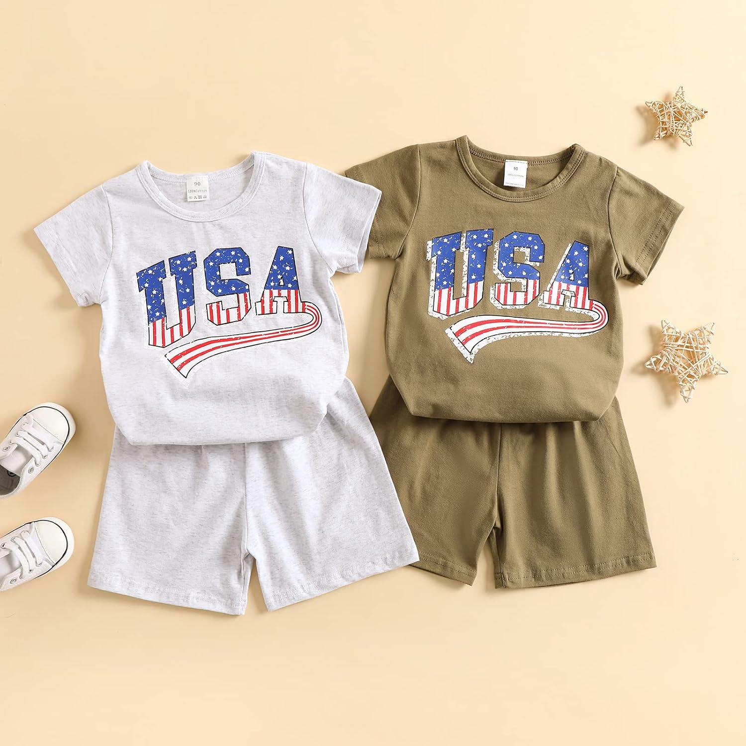 4th of July Baby Boy Outfit Toddler Fourth of July T Shirts Stars and Stripes Shorts Red White Blue Clothes Set