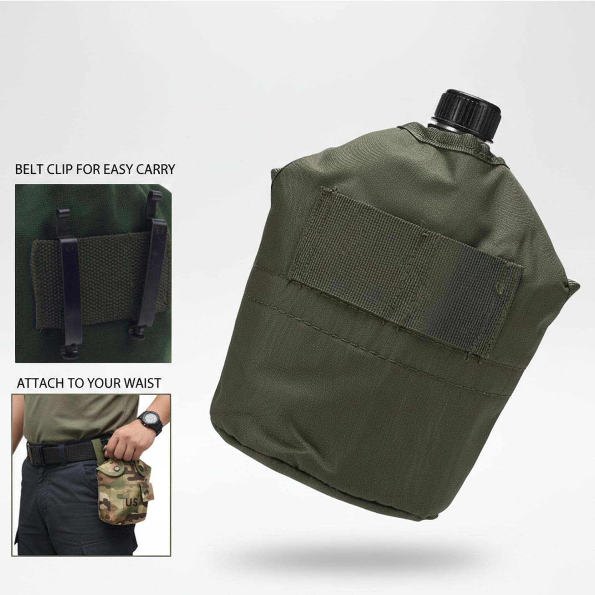 Kit de cantimplora, cantimplora de Metal de Aluminio de 850 ml con Taza y Estufa, Juego Completo de cantimploras Militares para Acampar, Hacer Senderismo y Aventuras al Aire Libre