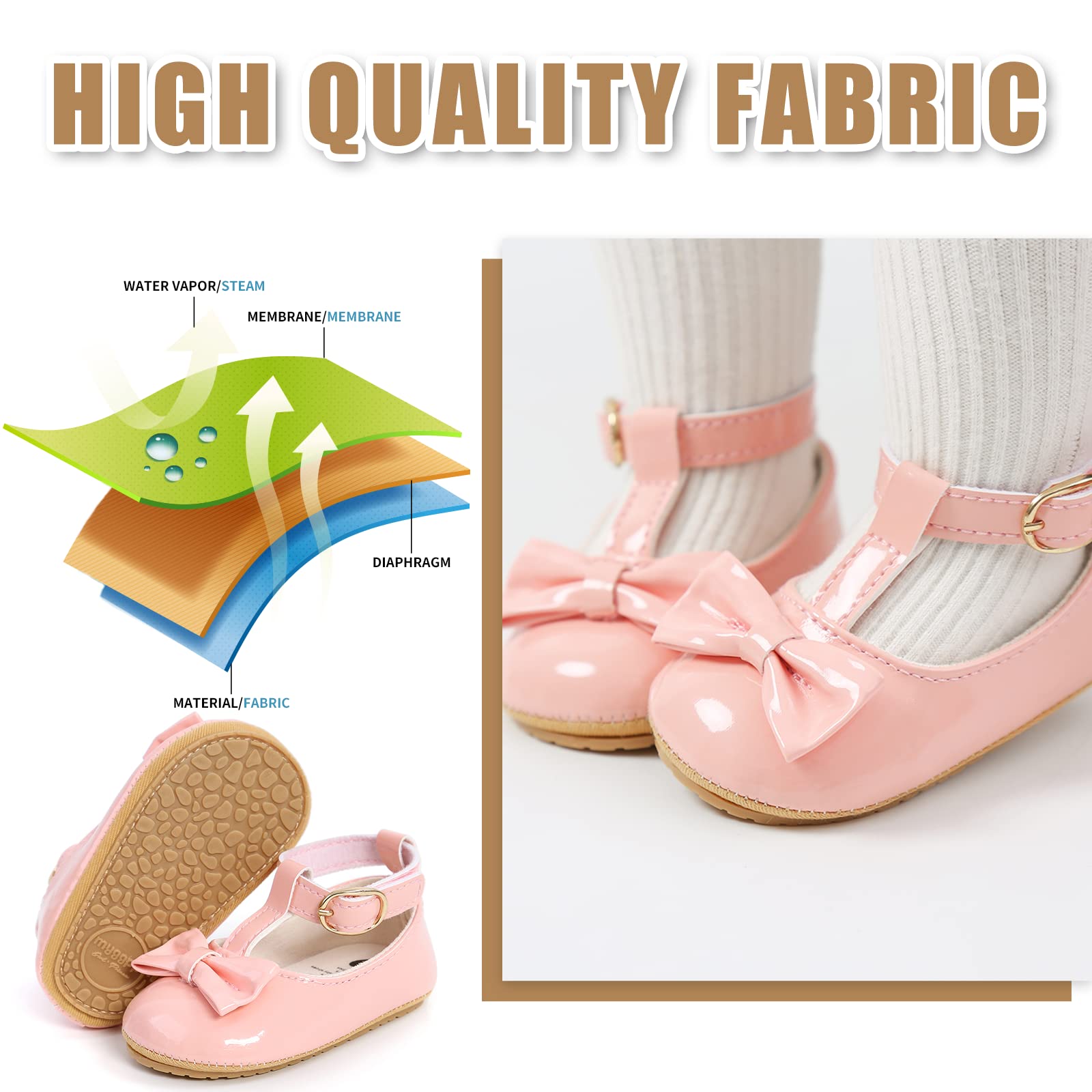 Baby Girls First Walking Shoes Mary Jane PU Leather Anti-Slip Princess Shoes Infant Baby Shoes — view 67