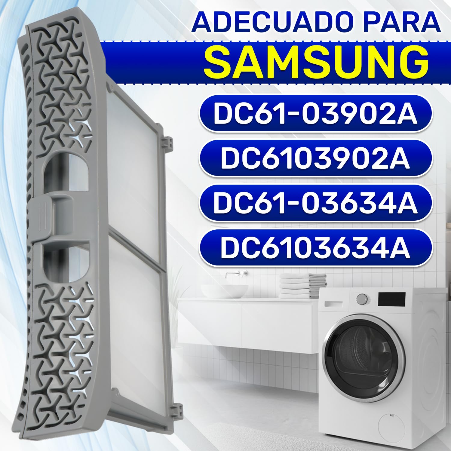 Filtro de Pelusas Secadora de Ropa DC61-03902A DC61-03634A para Samsung | Garantía de 10 Años - MONTERAL