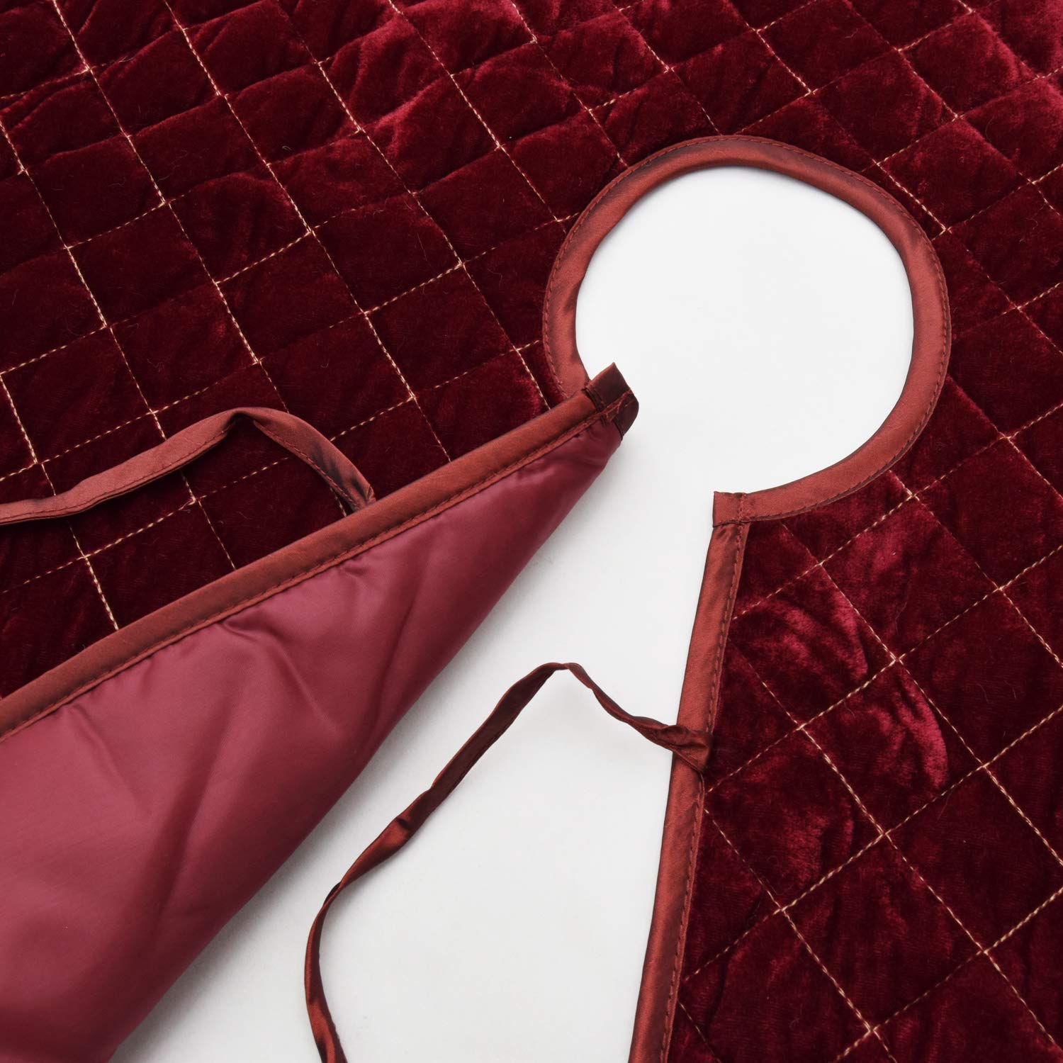 Ardour Van Gireshome Burgundy Velvet Quilted Lattice Center,Green Velvet Border Christmas Tree Skirt-36inch