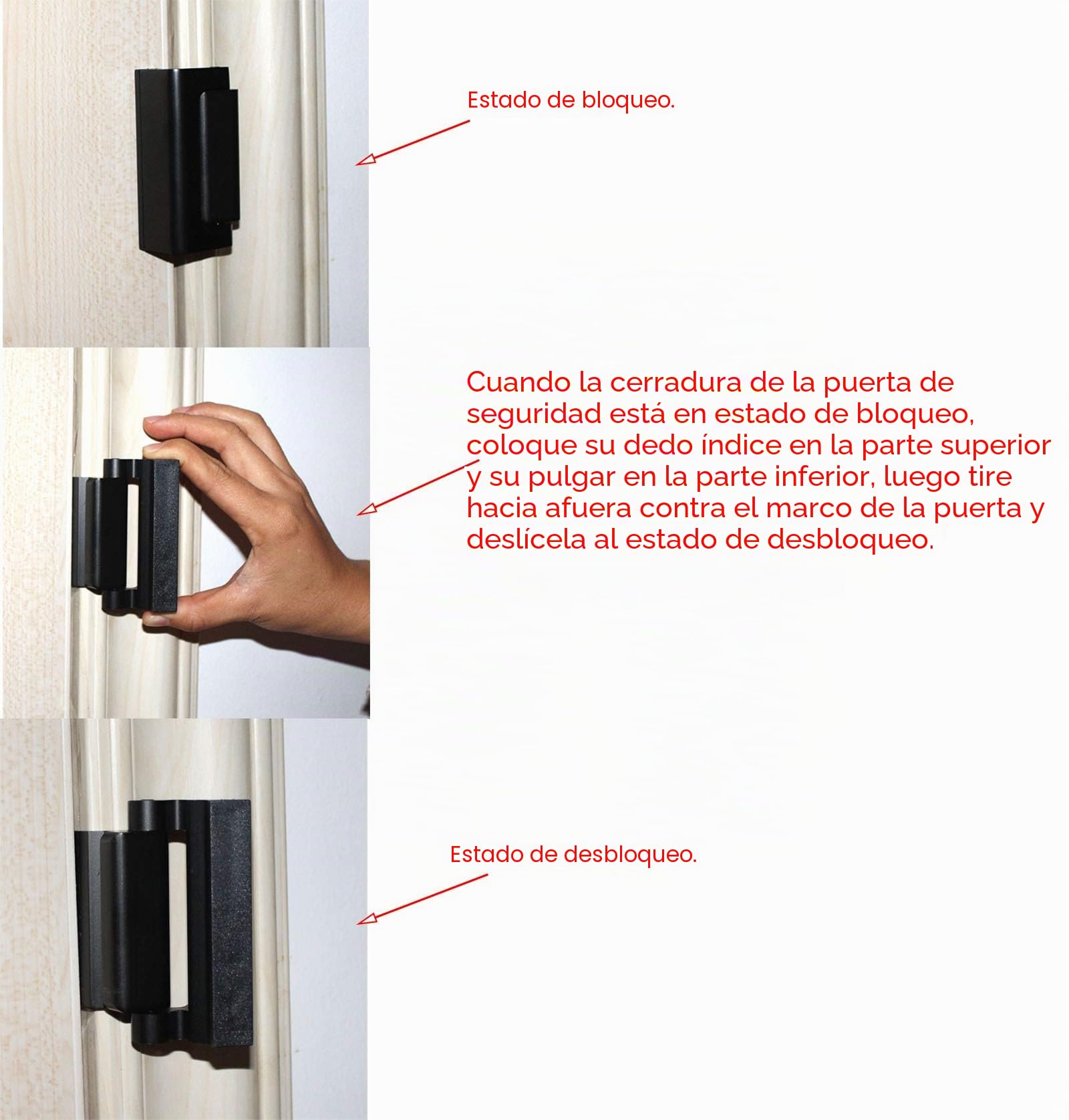 Una pieza de cerradura de seguridad de aleación de aluminio para refuerzo de puerta con cerrojo, seguridad infantil para puerta, color dorado oxidado