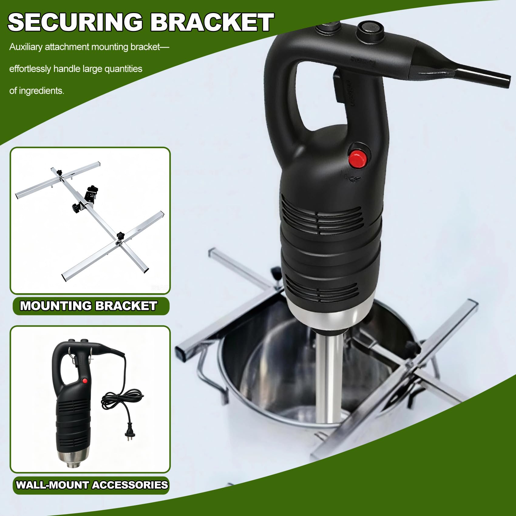 blender ręczny 850 W, 850 W, do zanurzania komercyjnego, wytrzymały, 56 cm, zmienna prędkość, łącznie ze stałym uchwytem na zupę, smoothie, puree, żywność
