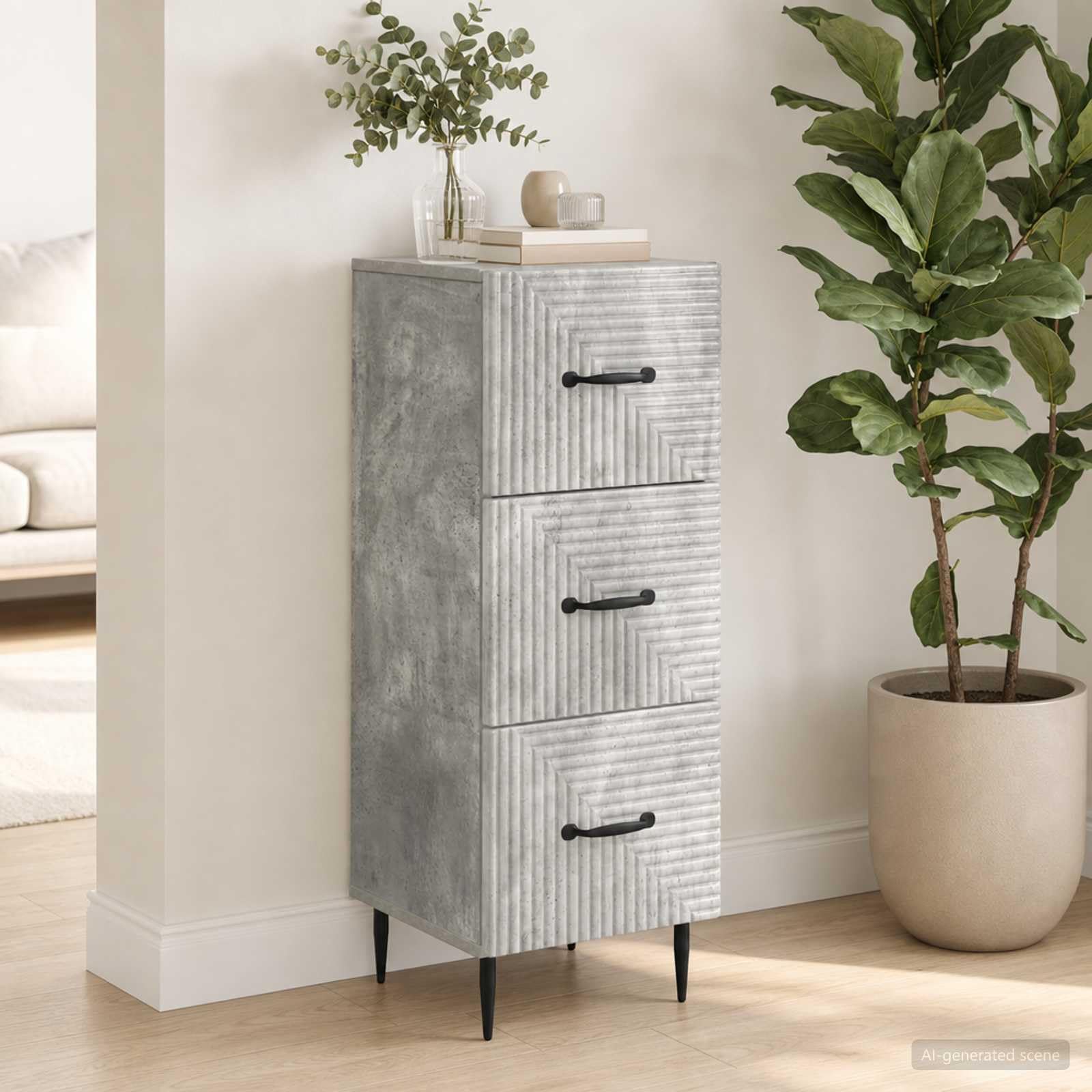 Armadio con cassetti grigio cemento 33 x 34,5 x 89,5 cm