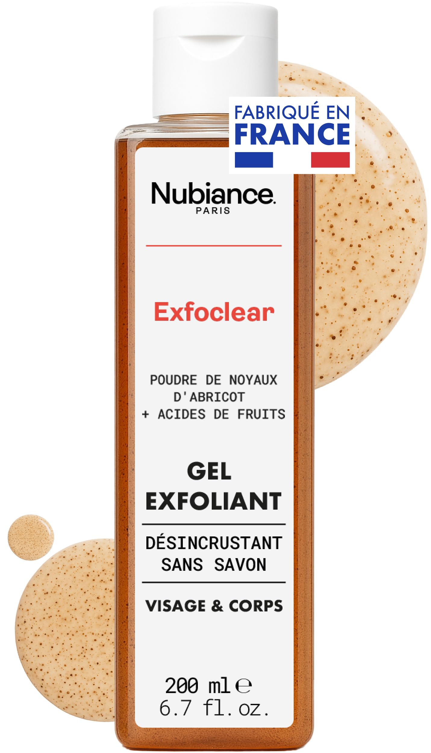 NUBIANCE Exfoclear Gommage Corps & Visage aux AHA, Exfoliant 200 ml