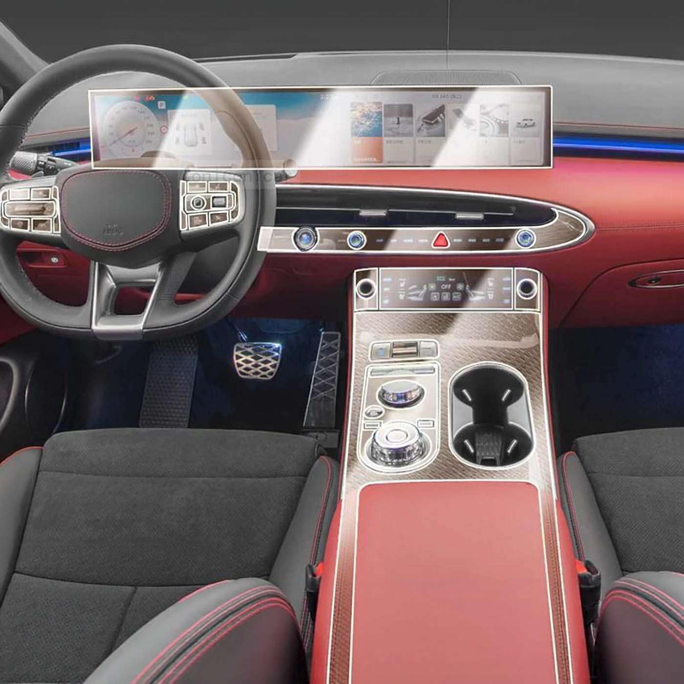 Dashboard Navigation Automotive Interior Protective, for Genesis GV70 2025 Panel Film TPU Anti-Scratch Sticker Protect