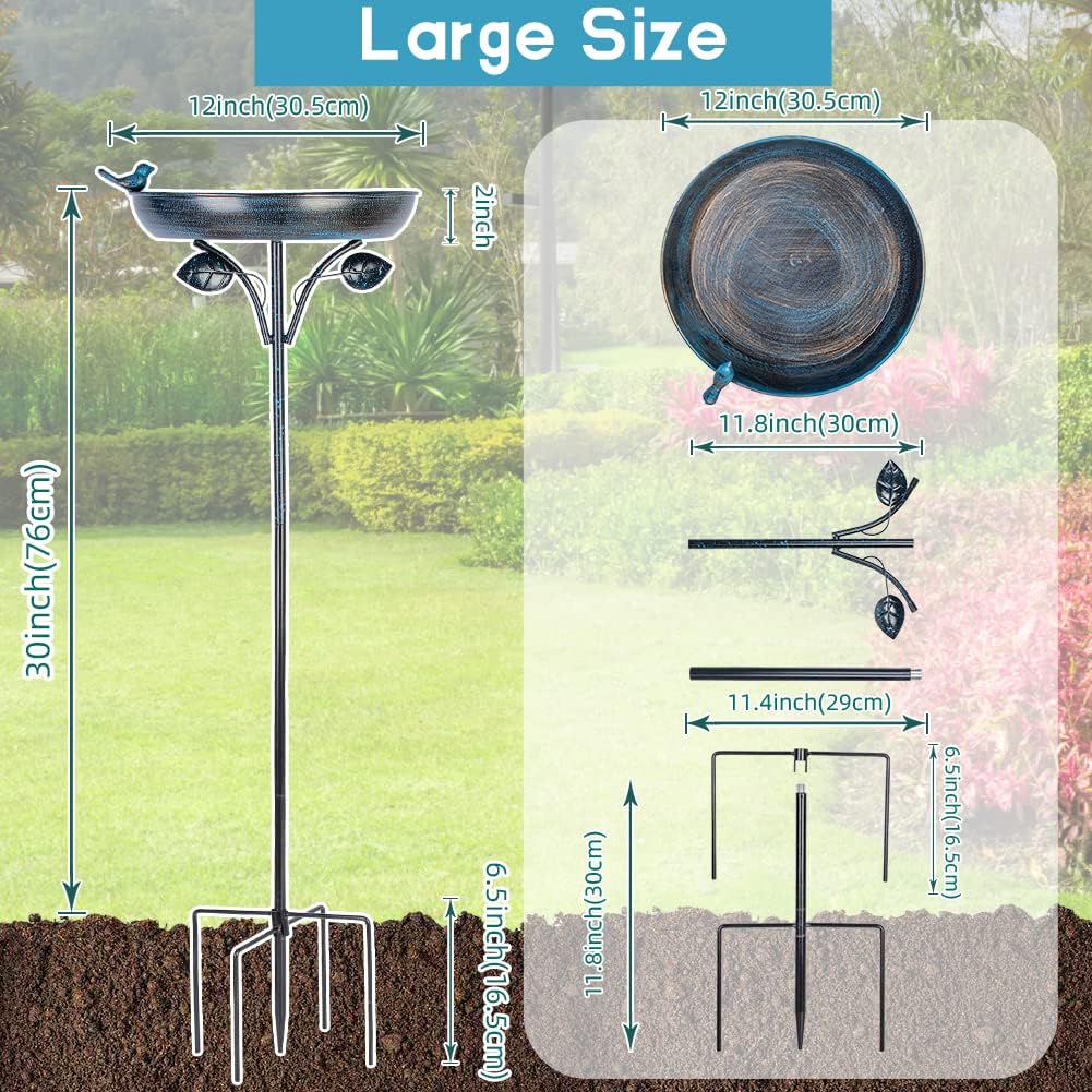 DREAMSOUL Outdoor Garden Bird Bath + 20" Hummingbird Bird Bath Stand