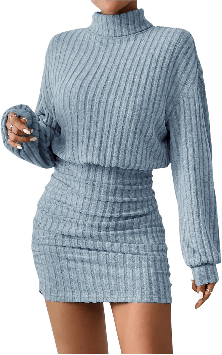 Women's Knitted Dress Stand-Up Collar Long Sleeve Paraguay