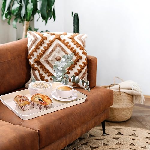 Miniatura 7 de ZOOFOX Paquete de 6 bandejas de plástico para comida rápida, bandejas rectangulares de cafetería de 14 x 10 pulgadas, bandejas para servir alimentos