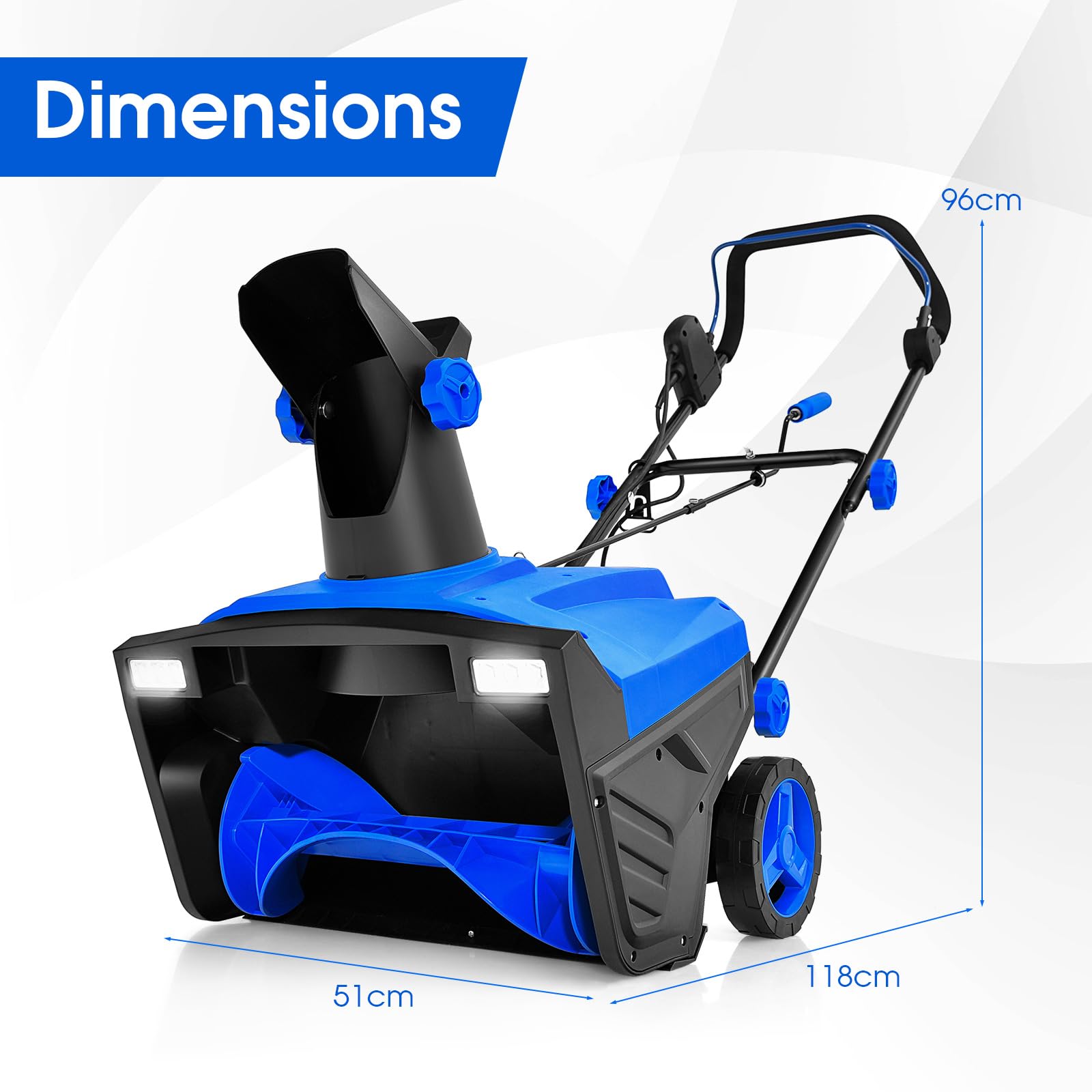 GOPLUS Souffleuse à Neige Électrique 2300 W, Largeur 50 cm, Déneigeuse Filaire avec Projection 9 m & LED, Chasse-Neige Puissant pour Jardins, Trottoirs (Bleu)