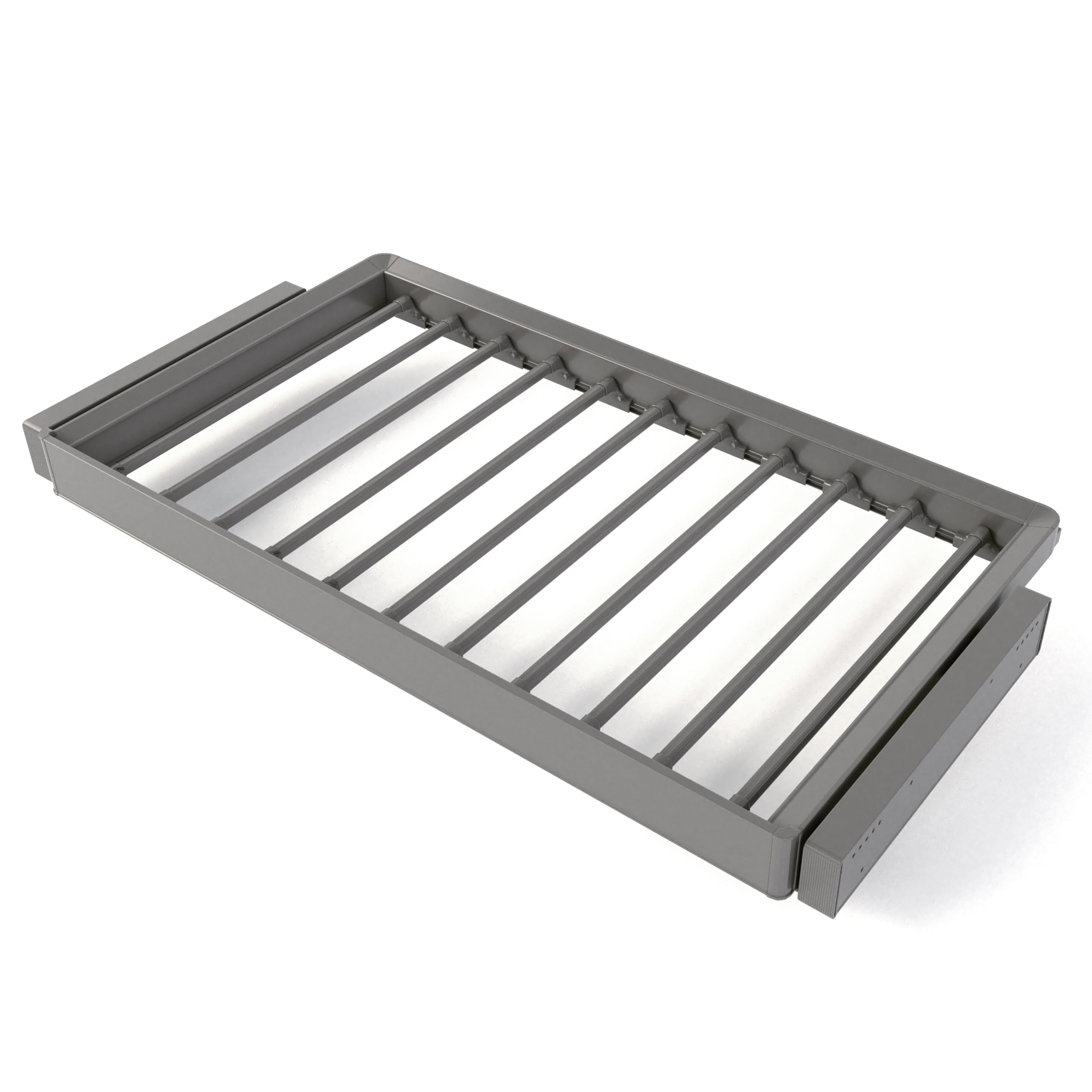 Emuca - Kit de porte-pantalon à 7tringles et rack ajustable Quartz pour armoires, glissières extension totale et à fermeture douce, Module 90cm, Finition Titane