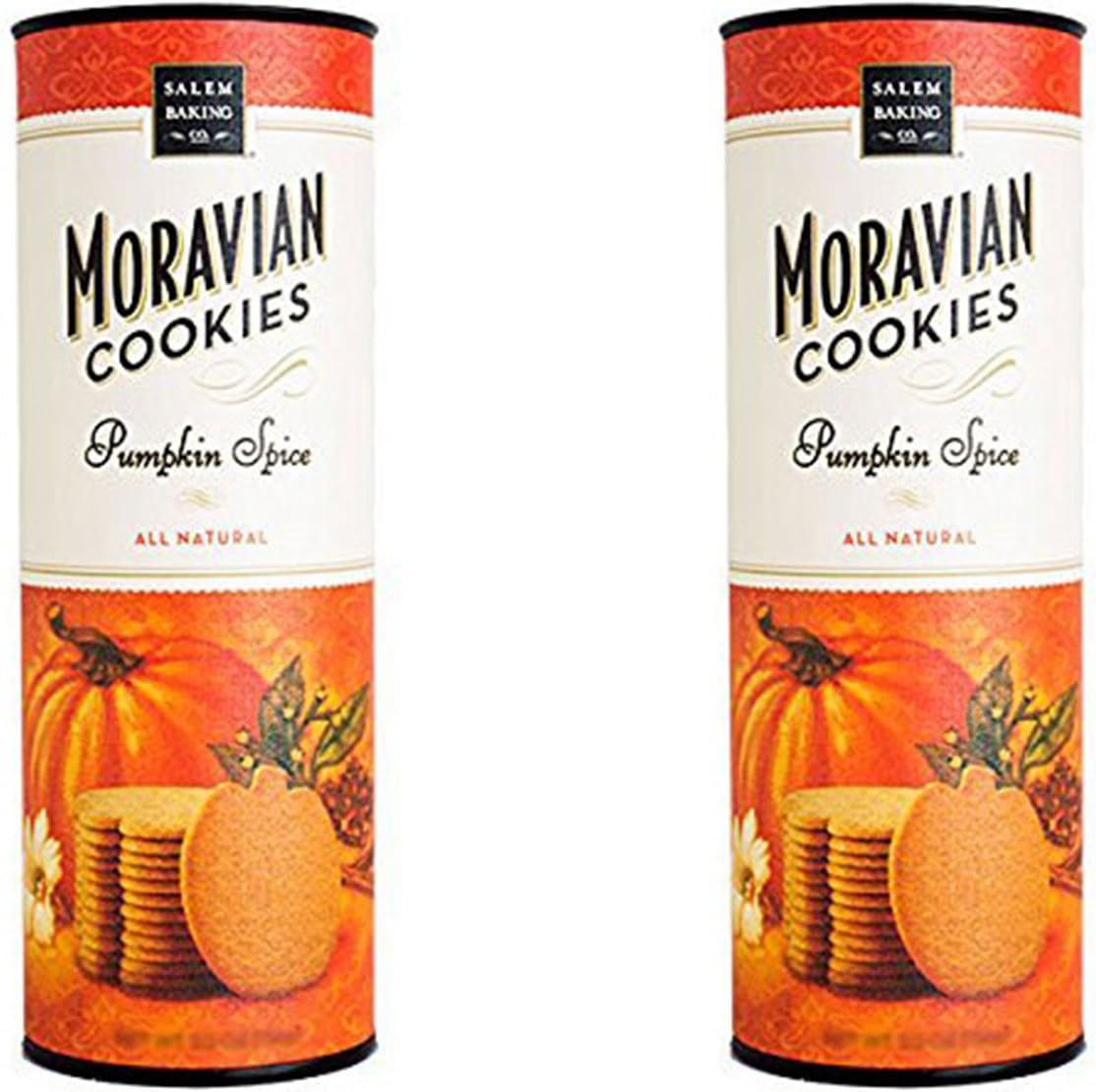 Salem Baking Company Moravian Pumpkin Spice Cookies, 5.5 Ounce Tubes (Pack of 2)