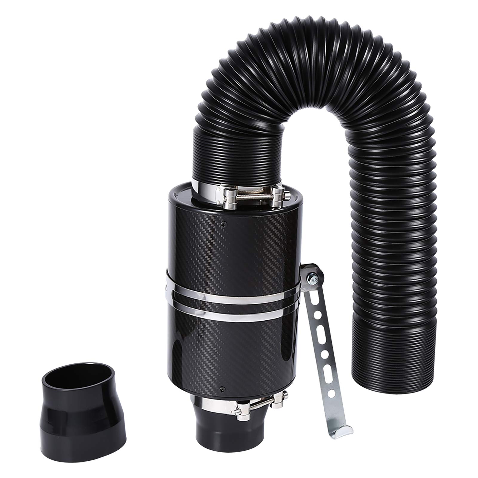 Yctze para Filtro de Alto Flujo Universal Entrada de Filtro de Aire Universal Car 3 "Fibra de Carbono Filtro de Aire frío Alimentación Entrada Cerrada Tubo de inducción Kit de Manguera Reemplazo aut