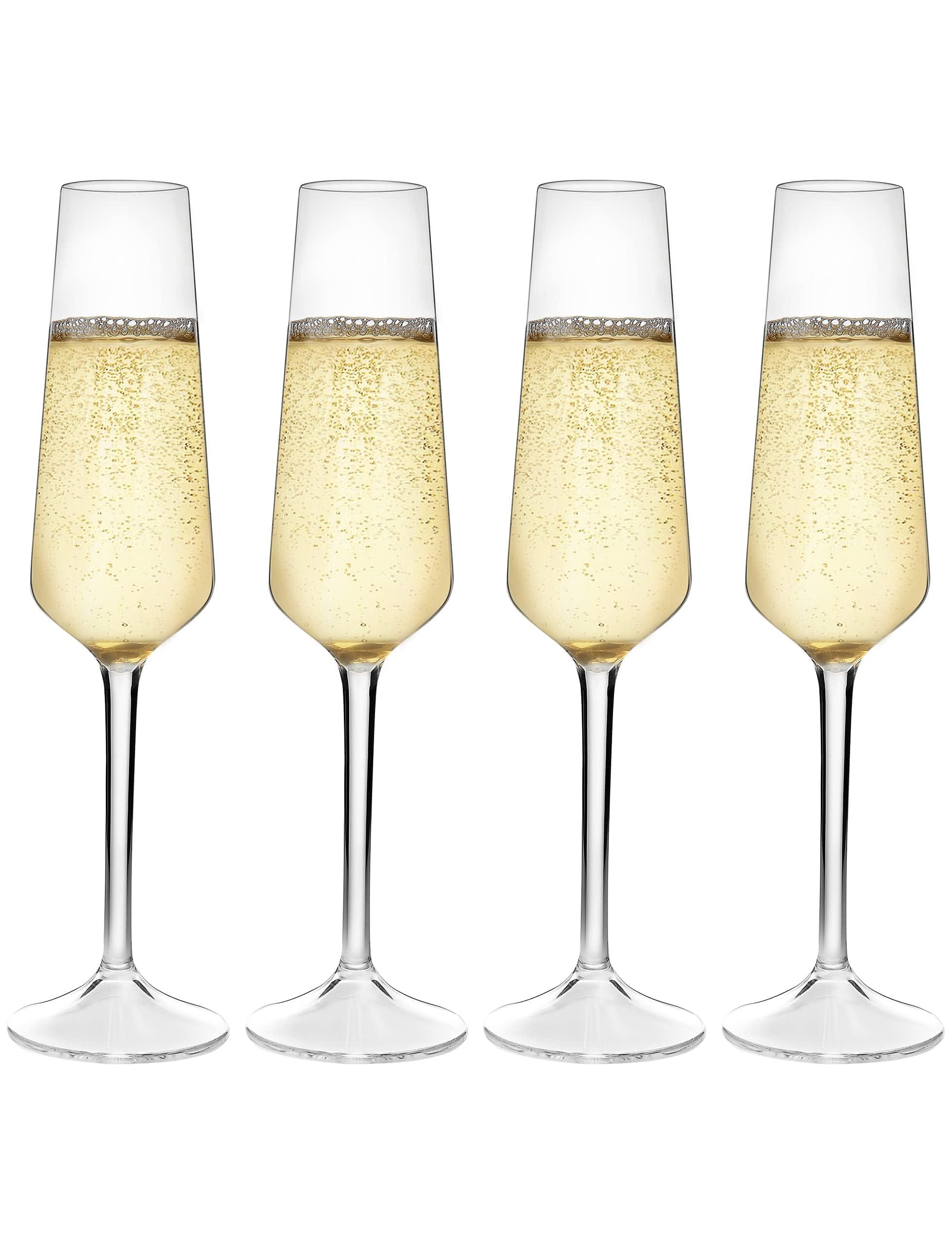 MICHLEY Set di 4 calici da champagne in plastica infrangibile, 212,6 g, in Tritan, per spumante, anniversario, regalo di nozze