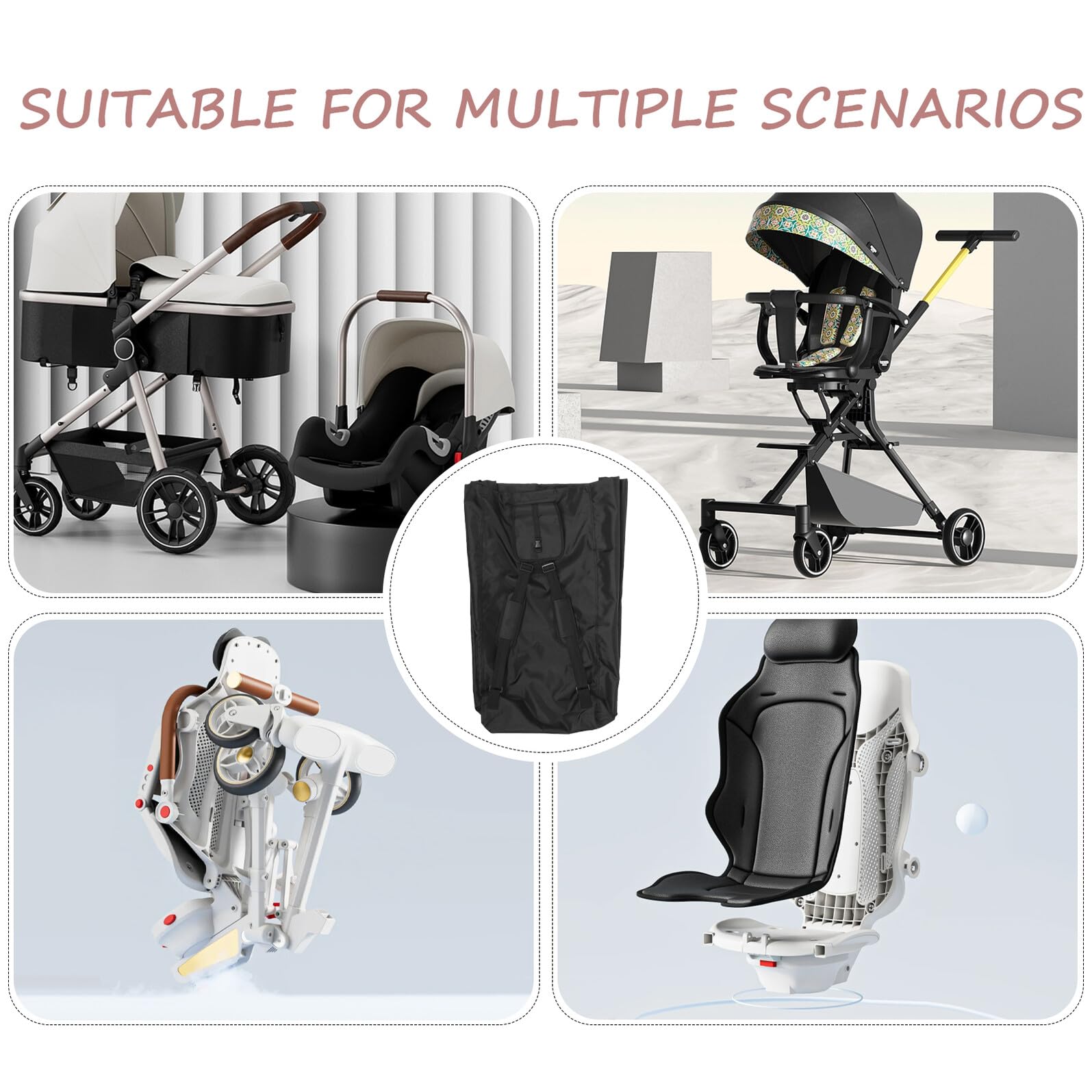 Kinderwagen Reisetasche Oxford mit Verstellbarem Schultergurt Gepolstertem Rücken Komfortable Transporttasche für Flugzeug Reisen und Babyutensilien Großes Fassungsvermögen Unisex