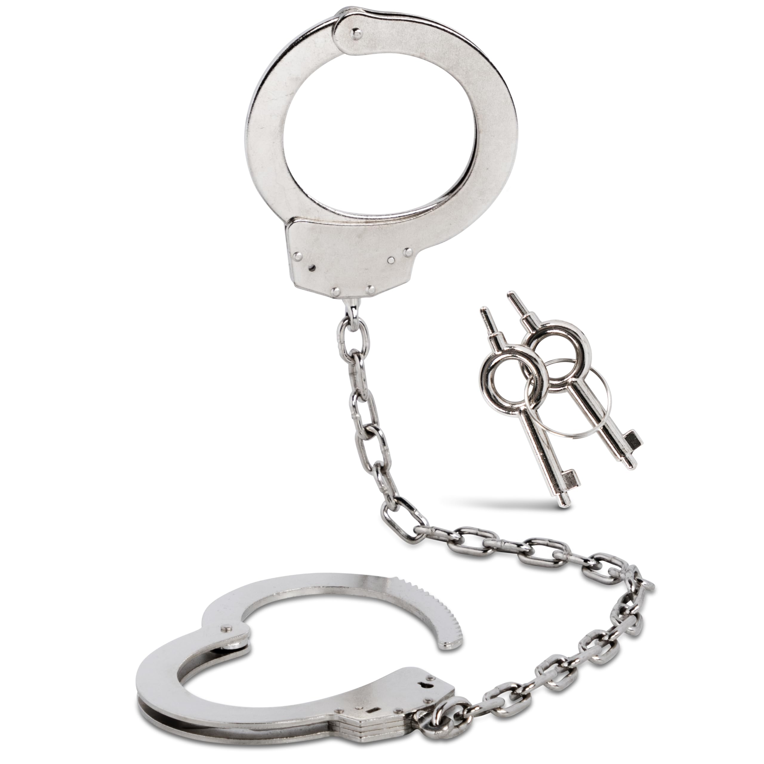 Menottes de cheville professionnelles en métal argenté – Standard de la police – Édition exclusive