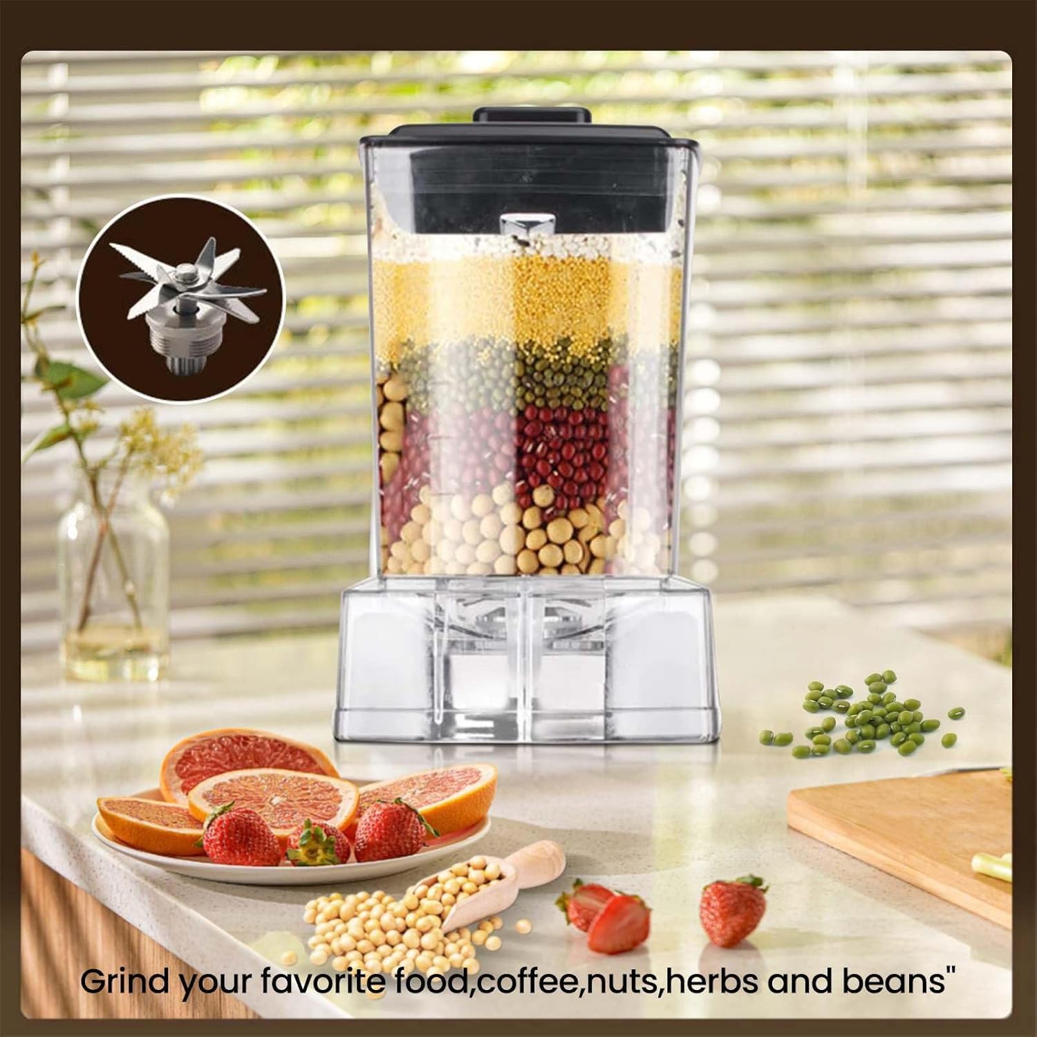 Blender do smoothie 2,5L, mikser i młynek z 4 ostrymi stalowymi nożami, 15 prędkości, funkcja samoczyszczenia, blendery do kuchni