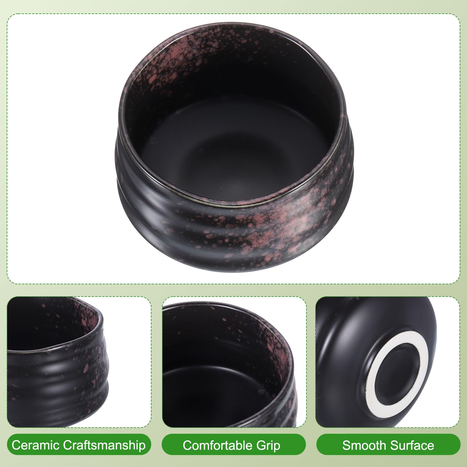 QUARKZMAN Ciotola Per Matcha Giapponese Chawan Ciotola Da Tè Matcha Tazza Da Tè Verde Artigianale Ceramica Cerimoniale Per Cerimonia Nero
