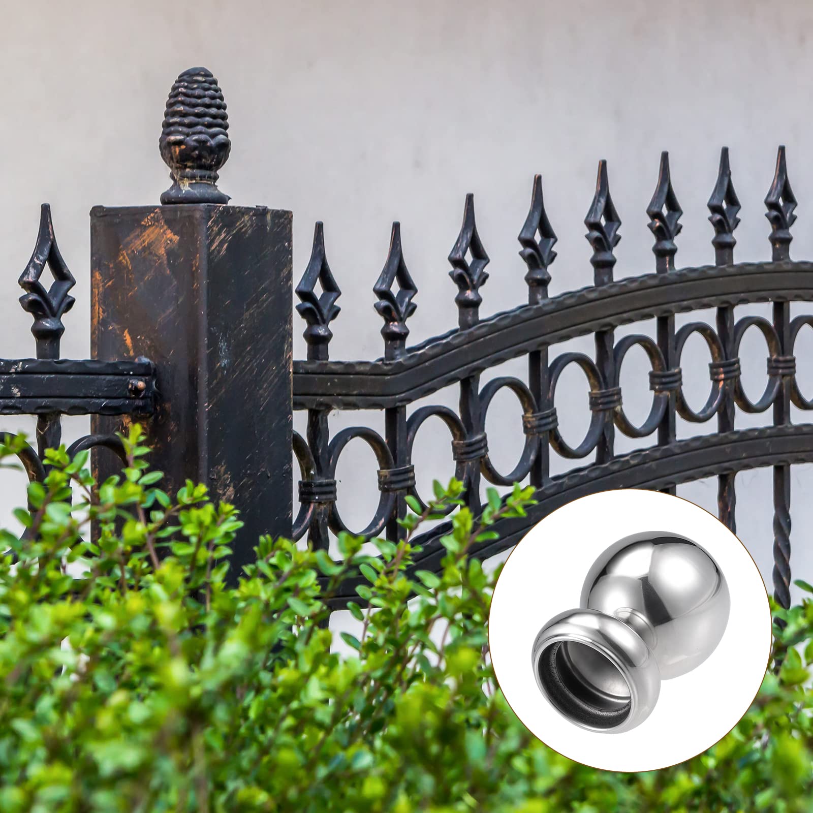 METALLIXITY Hollow Cap Ball Spheres (97mm/3.82") 1pcs, Stainless Steel Fence Post Caps Ball Dome - for Handrail Stair, Silver Tone - Image 3