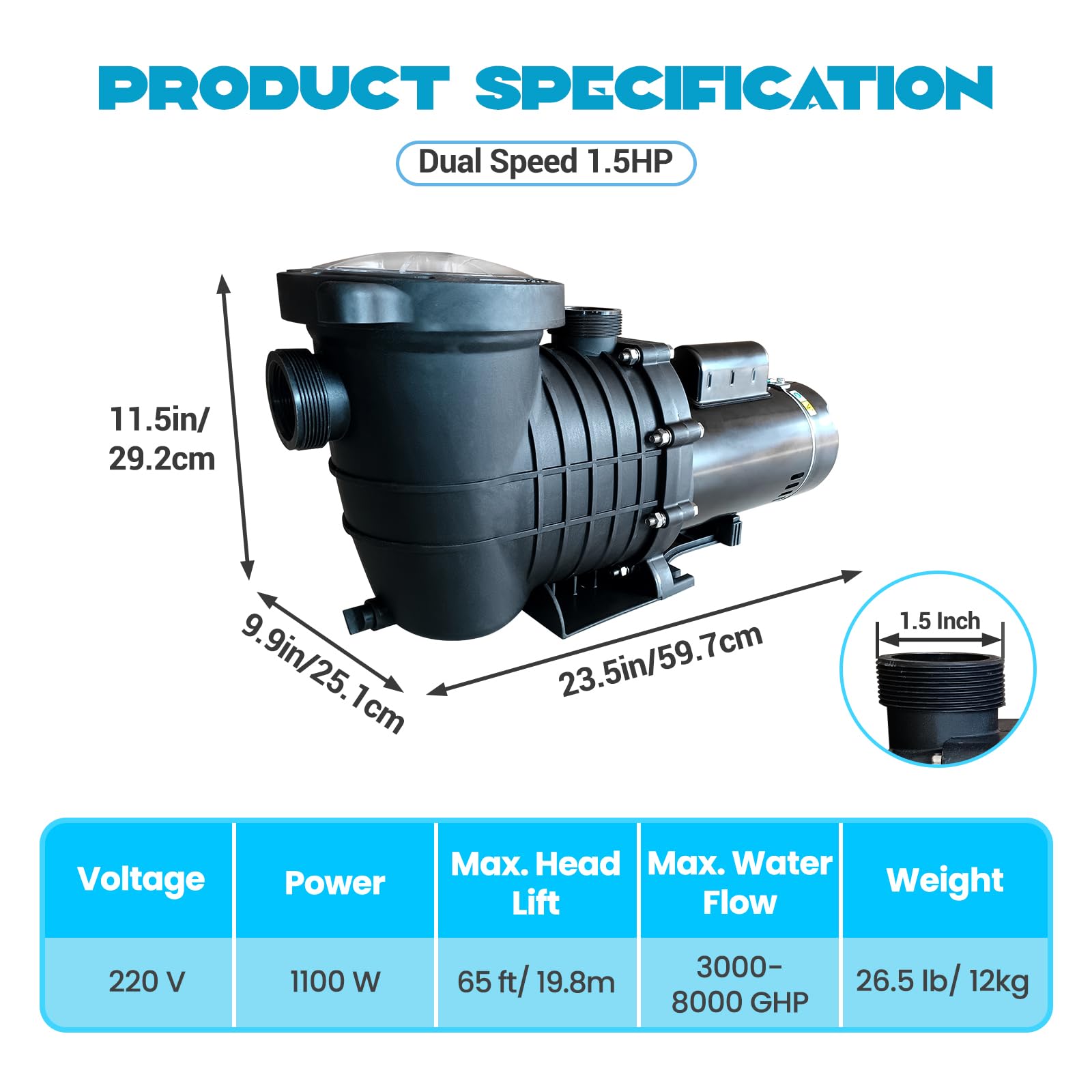 Snapklik.com : 15HP 2-Speed Swimming Pool Pump 220V Single Voltage ...