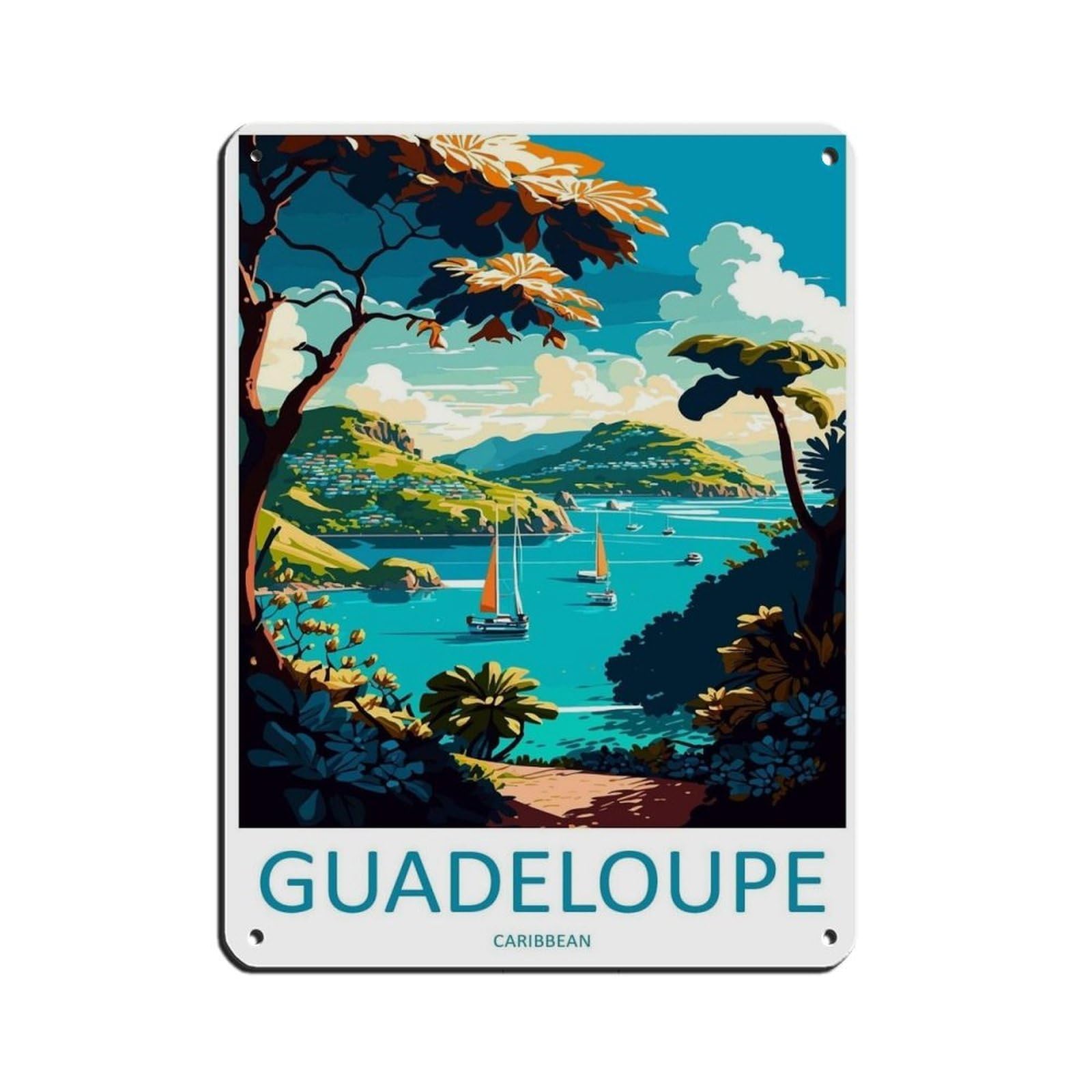 Guadeloupe Travel Art Caribbean Travel(29) Tin Sign Vintage Metal Pub Club Cafe Bar Home Wall Art Decoration Poster Retro 12x16inch(30x40cm)