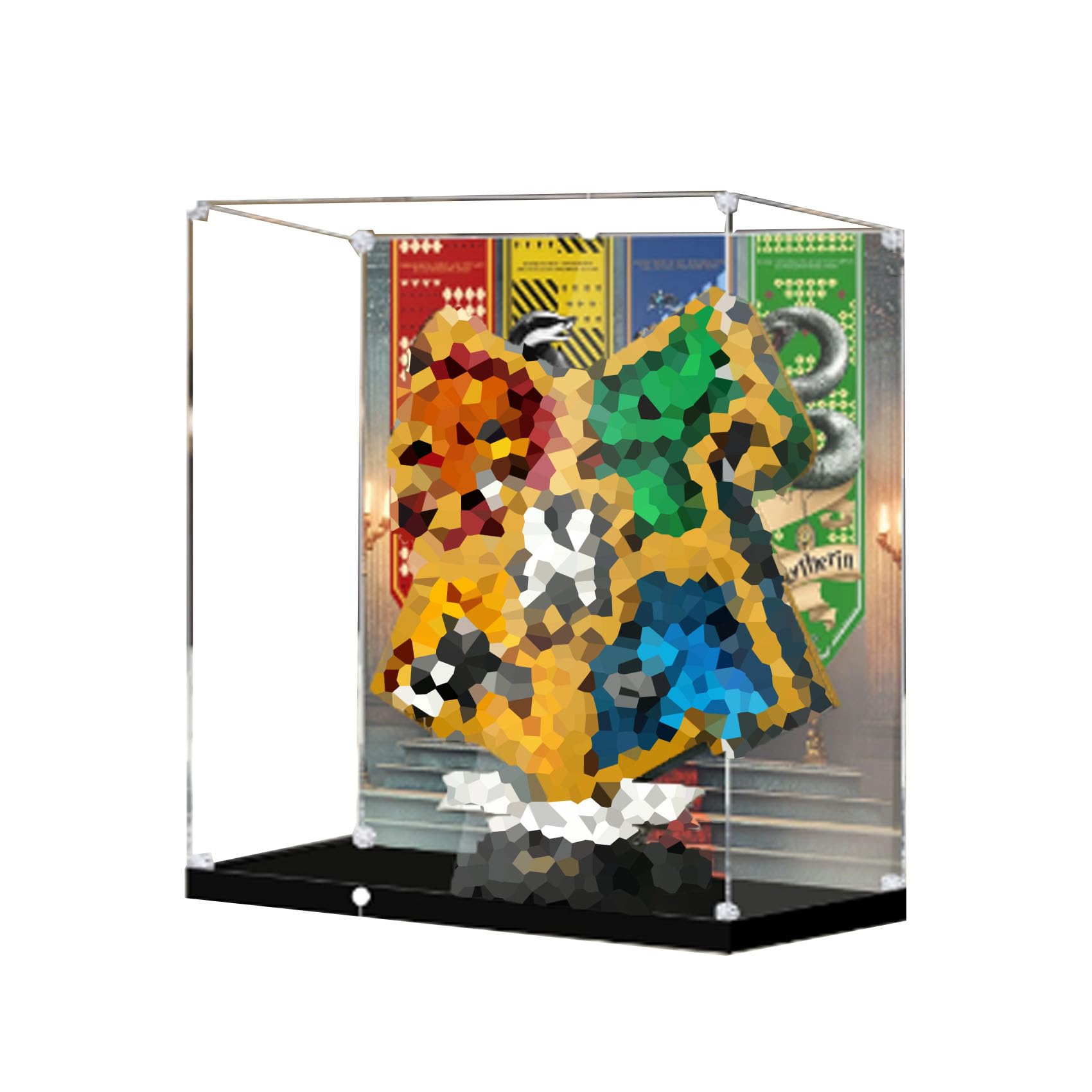 Acrylic Display Case for Le-go 76462 Badge Model, Dustproof Display Box (display box only) (StyleA Background 3mm)