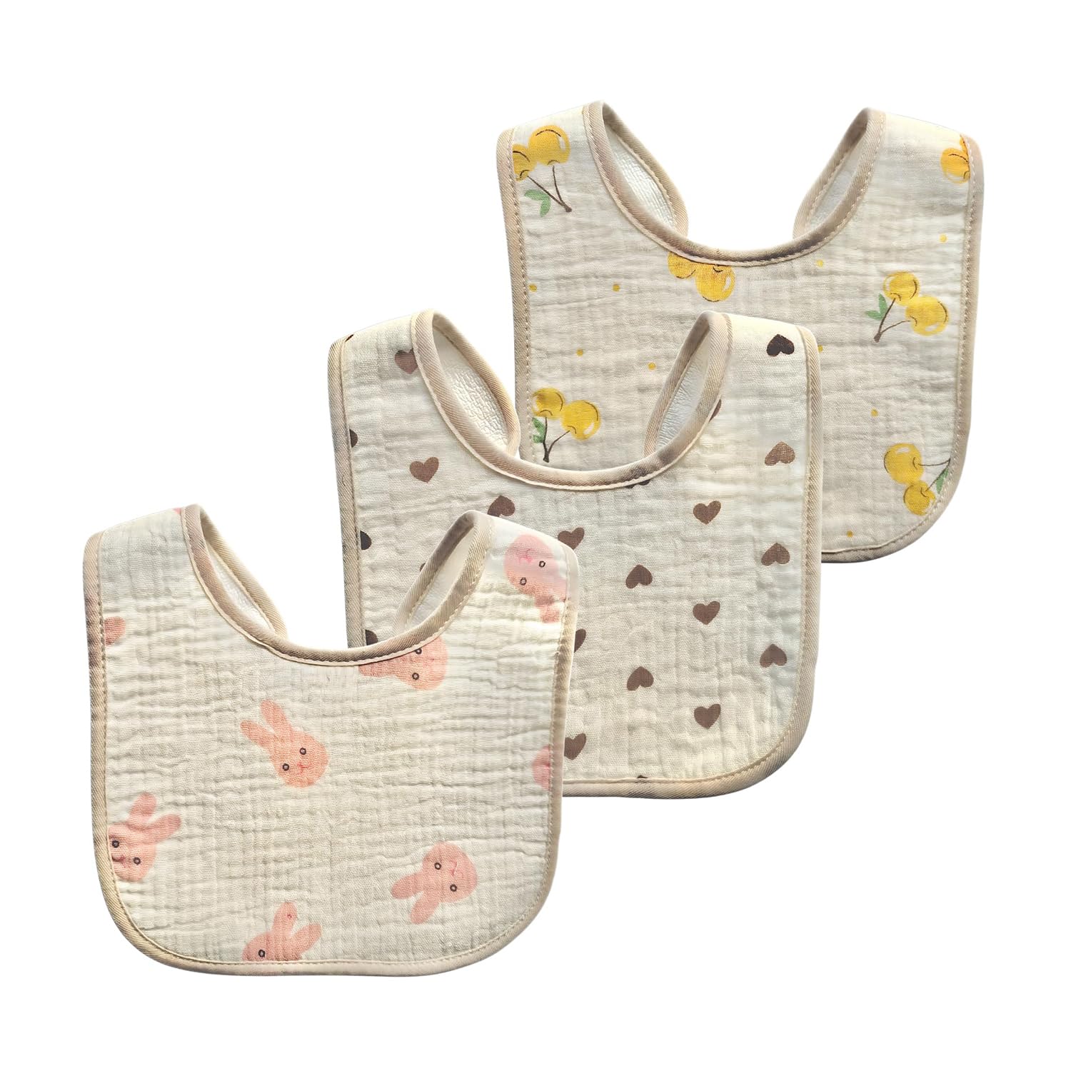 Muslin Cotton Baby Bib for 3–36 Months | Soft & Absorbent Feeding and Drooling Bib | WATERPROOF Breathable, Reusable & Skin-Safe Toddler Bib Pack of 3 (Multicolor)-image-42