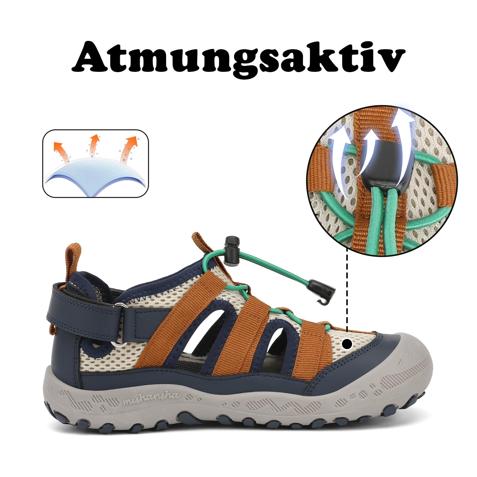 Mishansha Geschlossene Jungen Sandalen Kinder Trekking Wandern Sommer Atmungsaktiv Outdoorschuhe Gr.24-38 - 2