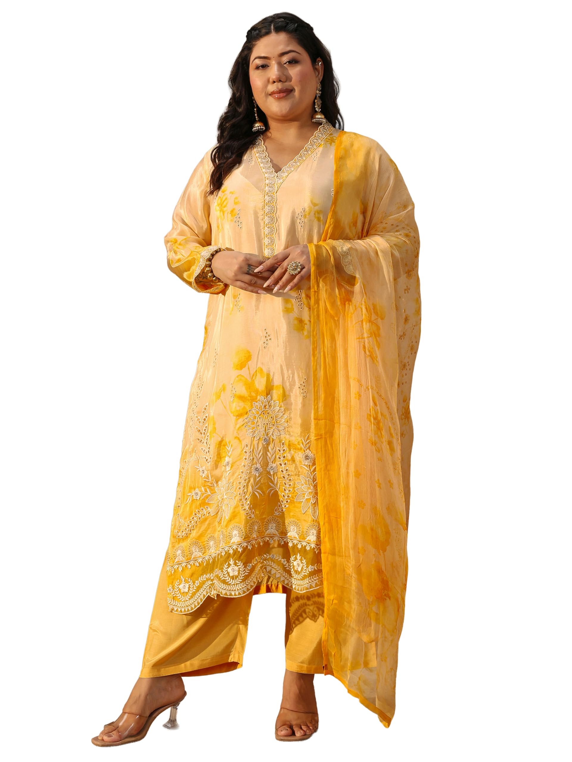 extra love by libas Printed Silk Blend Straight Kurta With Trouser and Dupatta | daily wear suit-picture-32