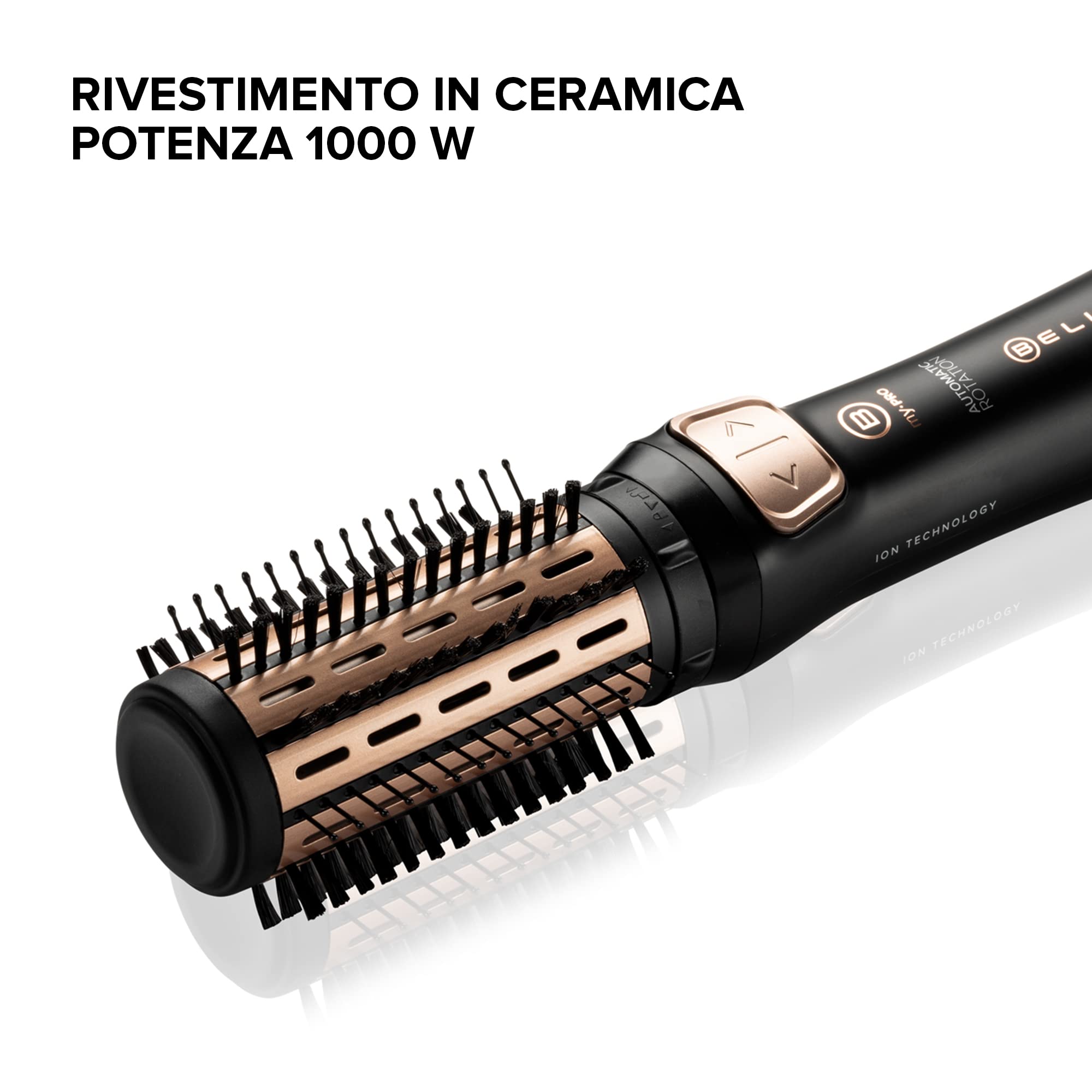 Bellissima Imetec My Pro Revolution BHS4 1100, Spazzola ad Aria Calda, Asciuga e Modella, Rotazione Automatica a Doppio Verso, 2 Spazzole da 40 e 50 mm, Ionizzatore, 1000 W, Rivestimento in Ceramica